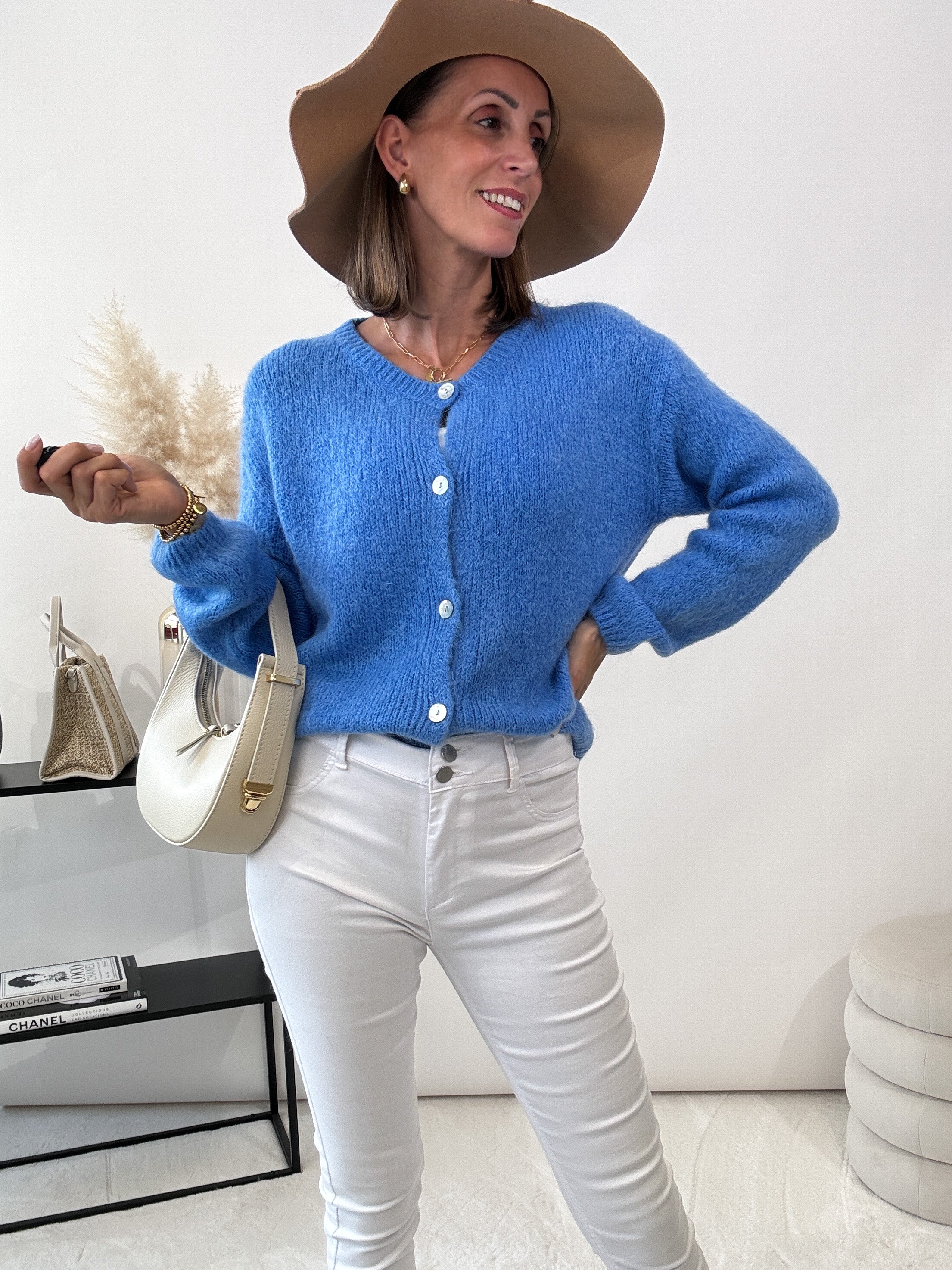 "Florida" kuscheliger Cardigan - blau