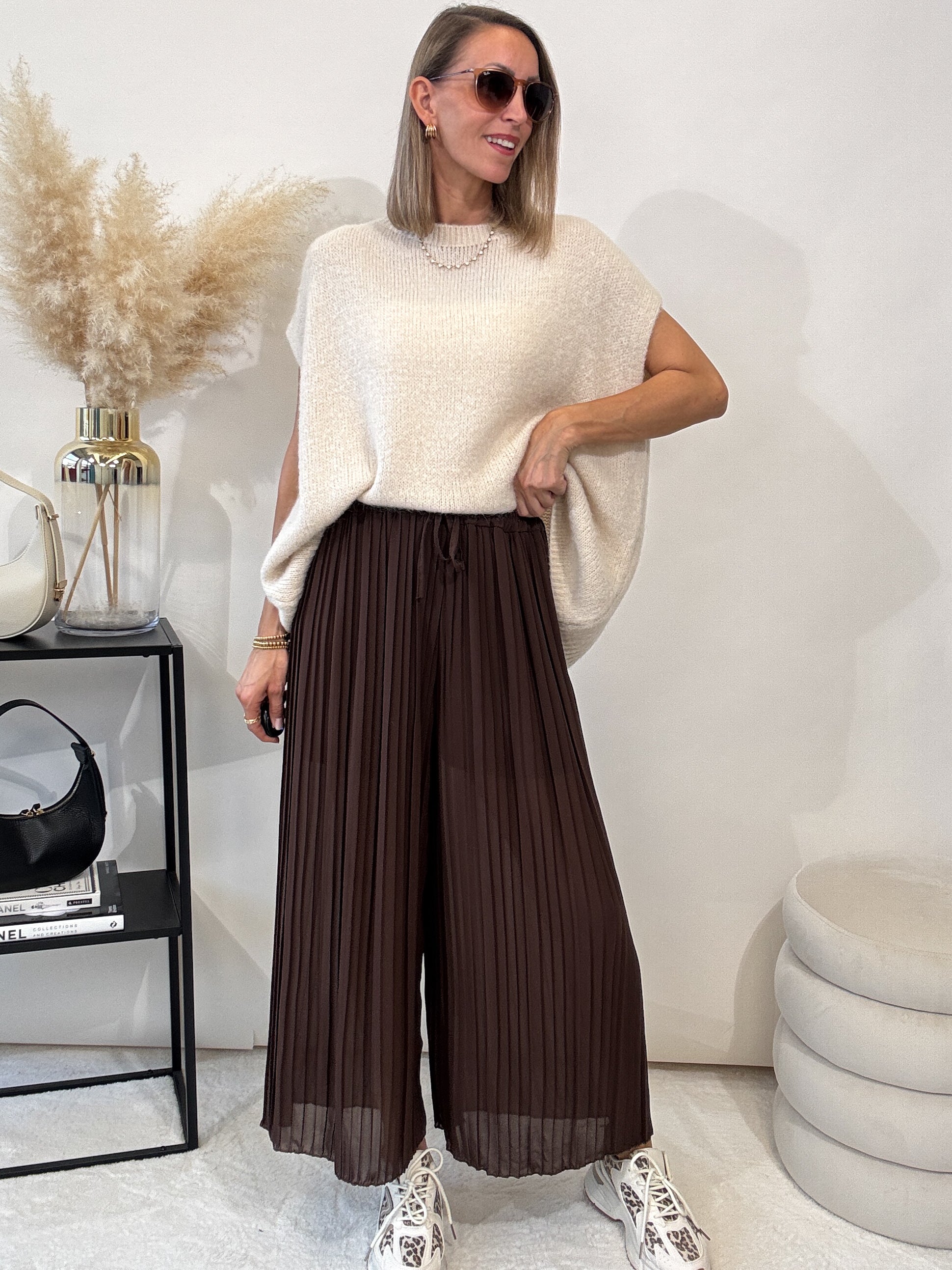 Culotte Plissee Hose - braun