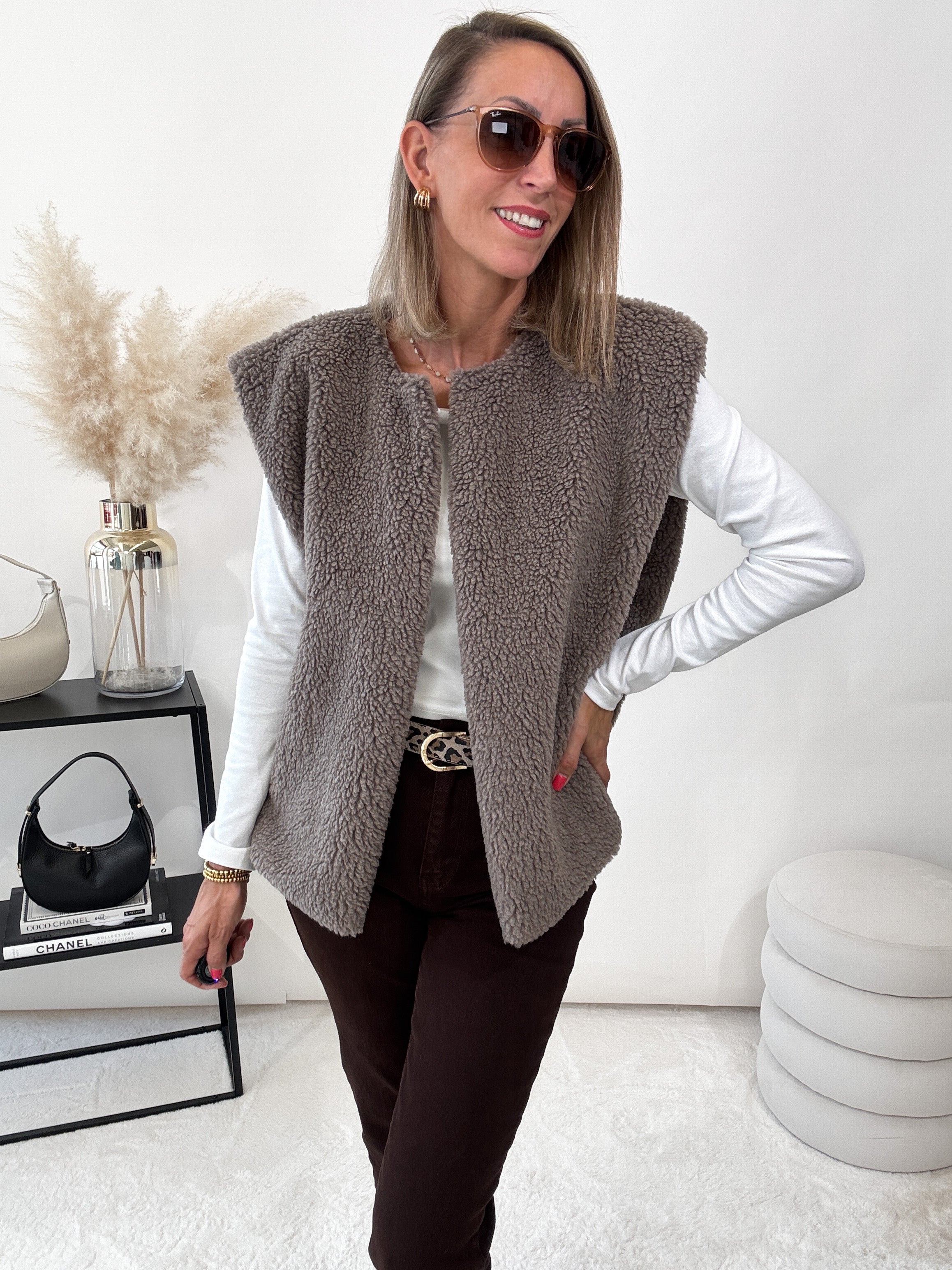 "Teddy Vest" süße Teddy Weste - mocca