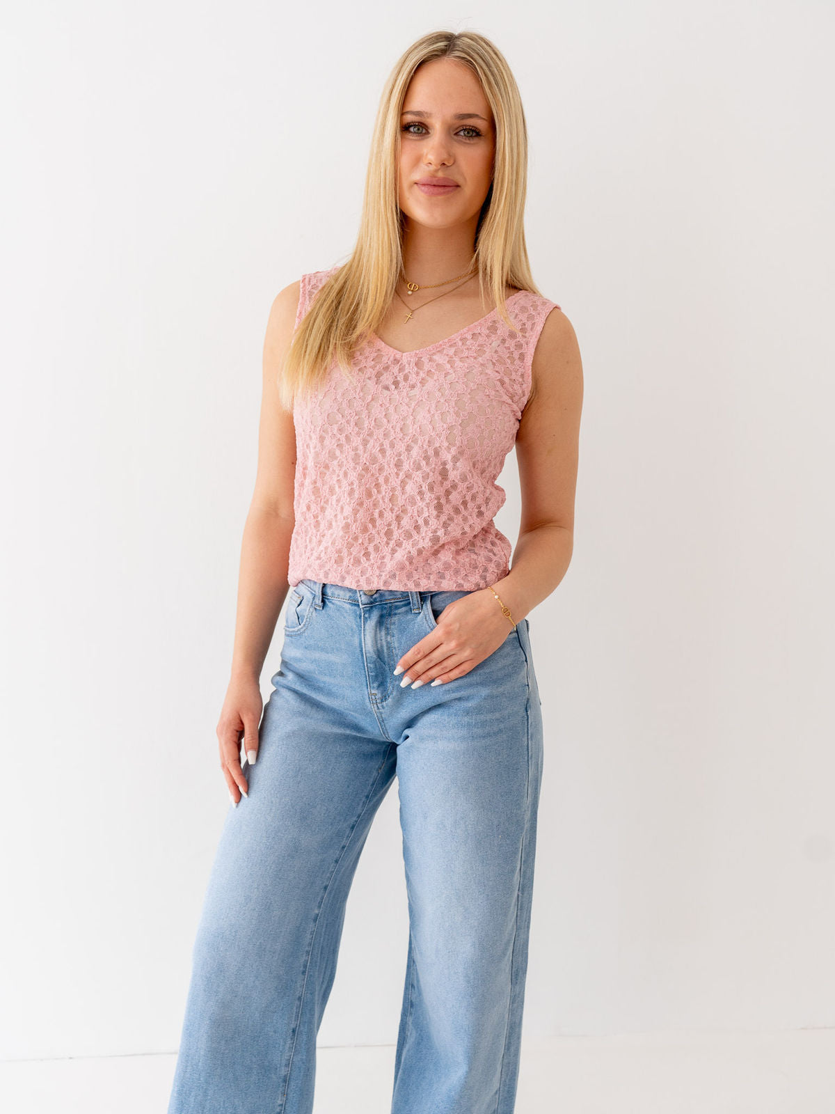 "Summer Lace" Top aus weicher Spitze  - rosa