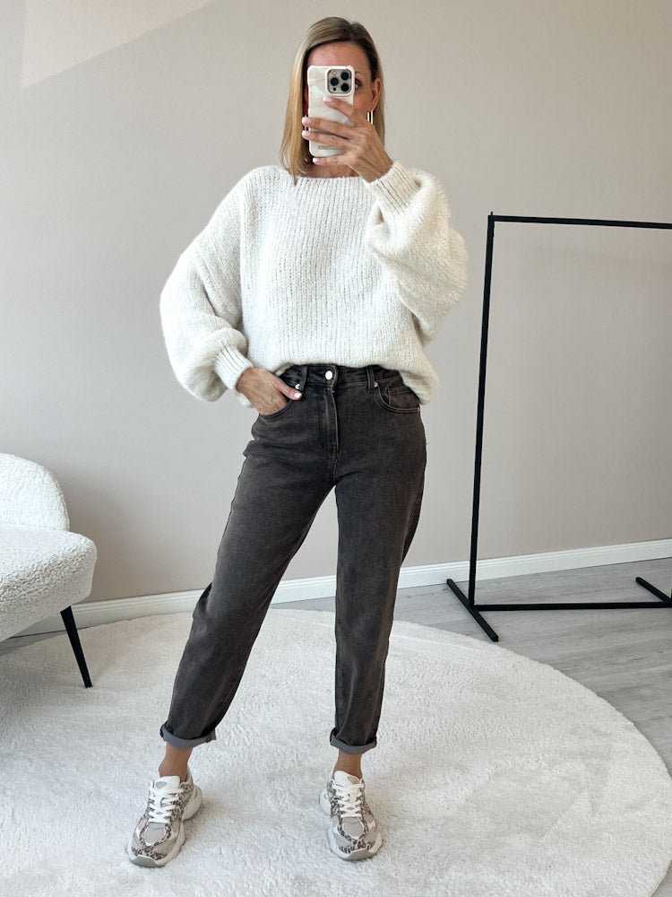 "Siena" Wende-Pullover mit Lana Wolle & Viskose - creme