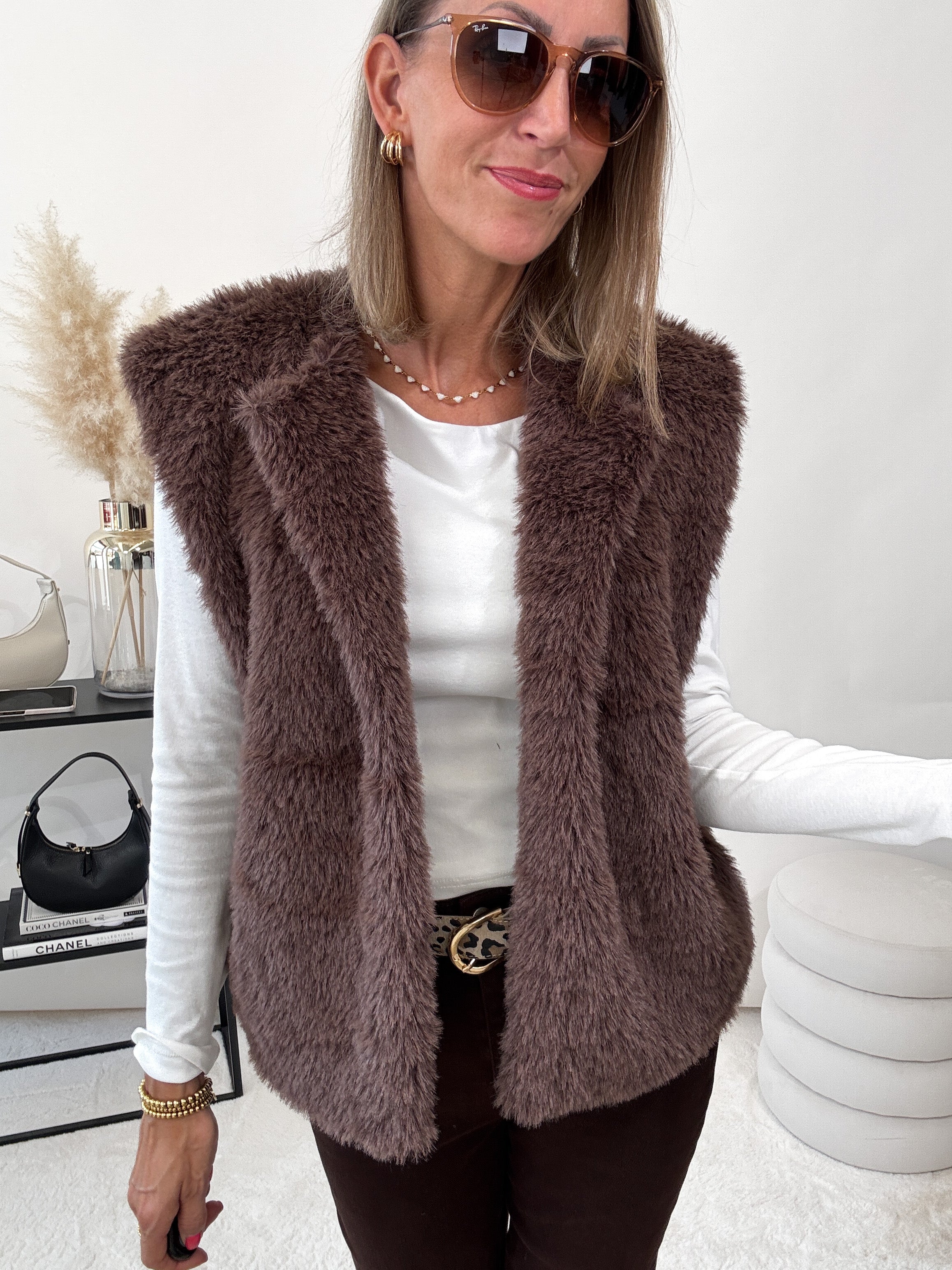 "Teddy Glam Vest" schicke Weste - braun