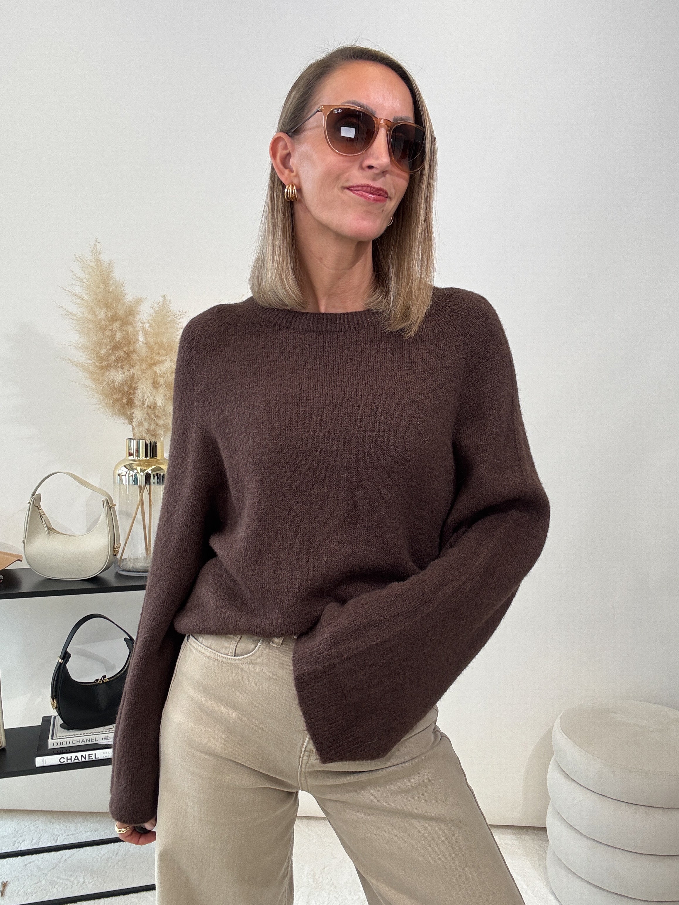 „Lana" kuscheliger Baby Alpaka Pullover - braun