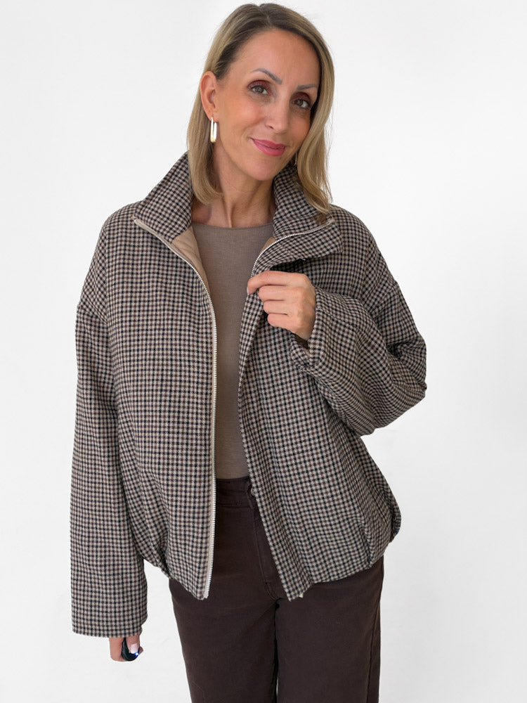 "Marena" Bomber-Style Jacke aus Baumwolle - braun