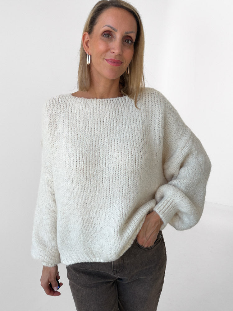 "Siena" Wende-Pullover mit Lana Wolle & Viskose - creme