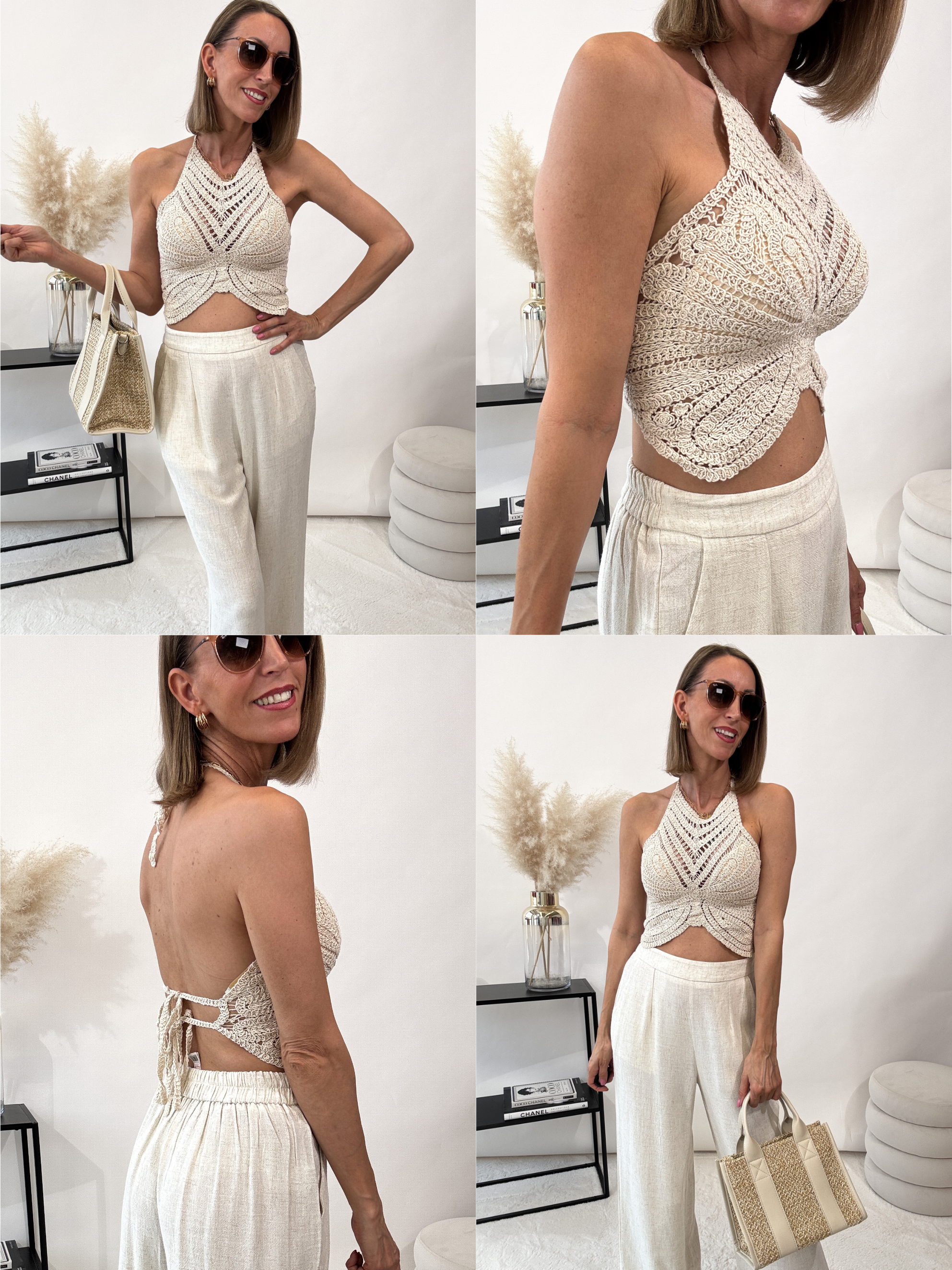 "Butterfly" süßes Crochet Top - beige