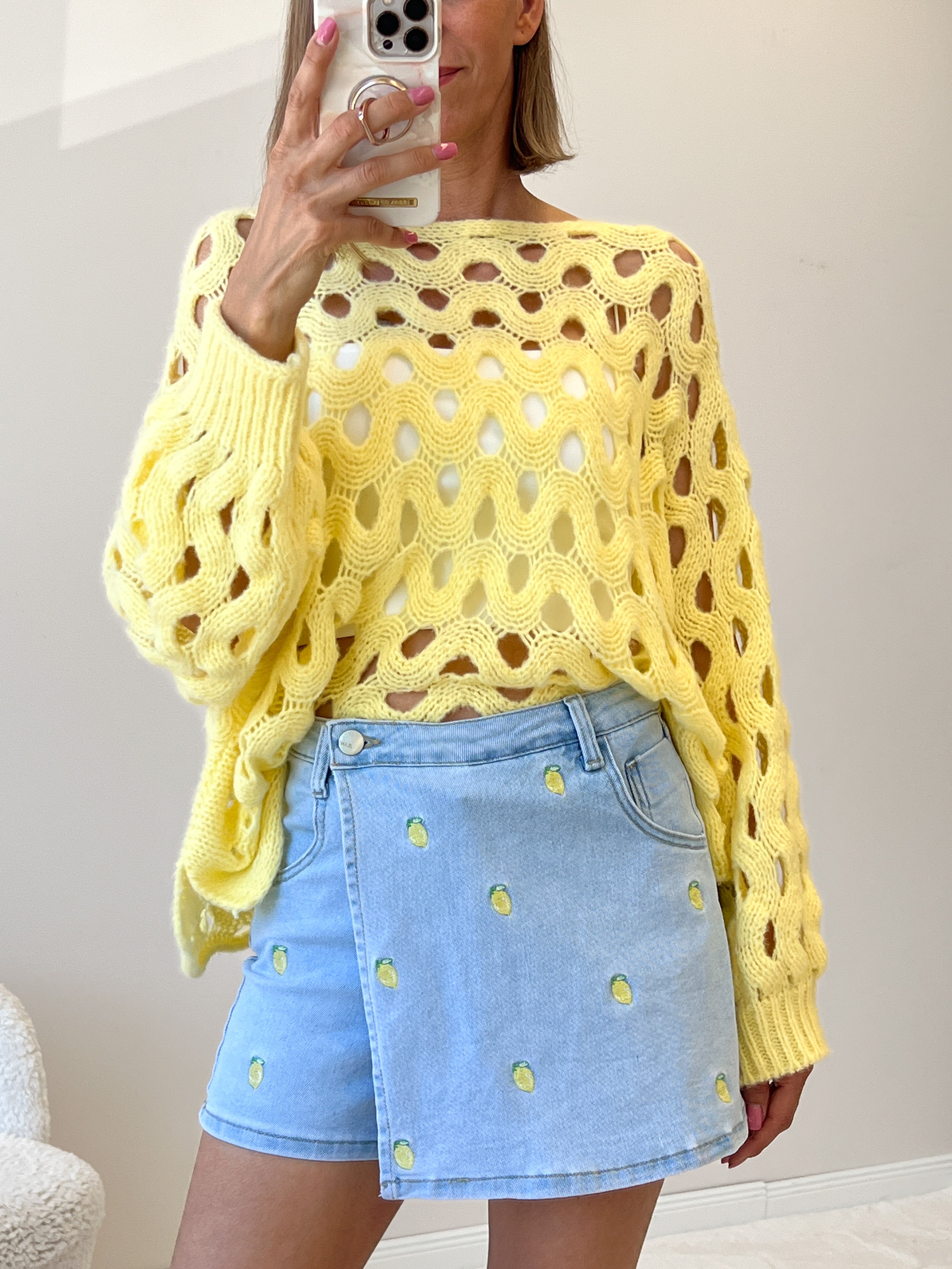 "Lemon" Jeans Skort - light blue