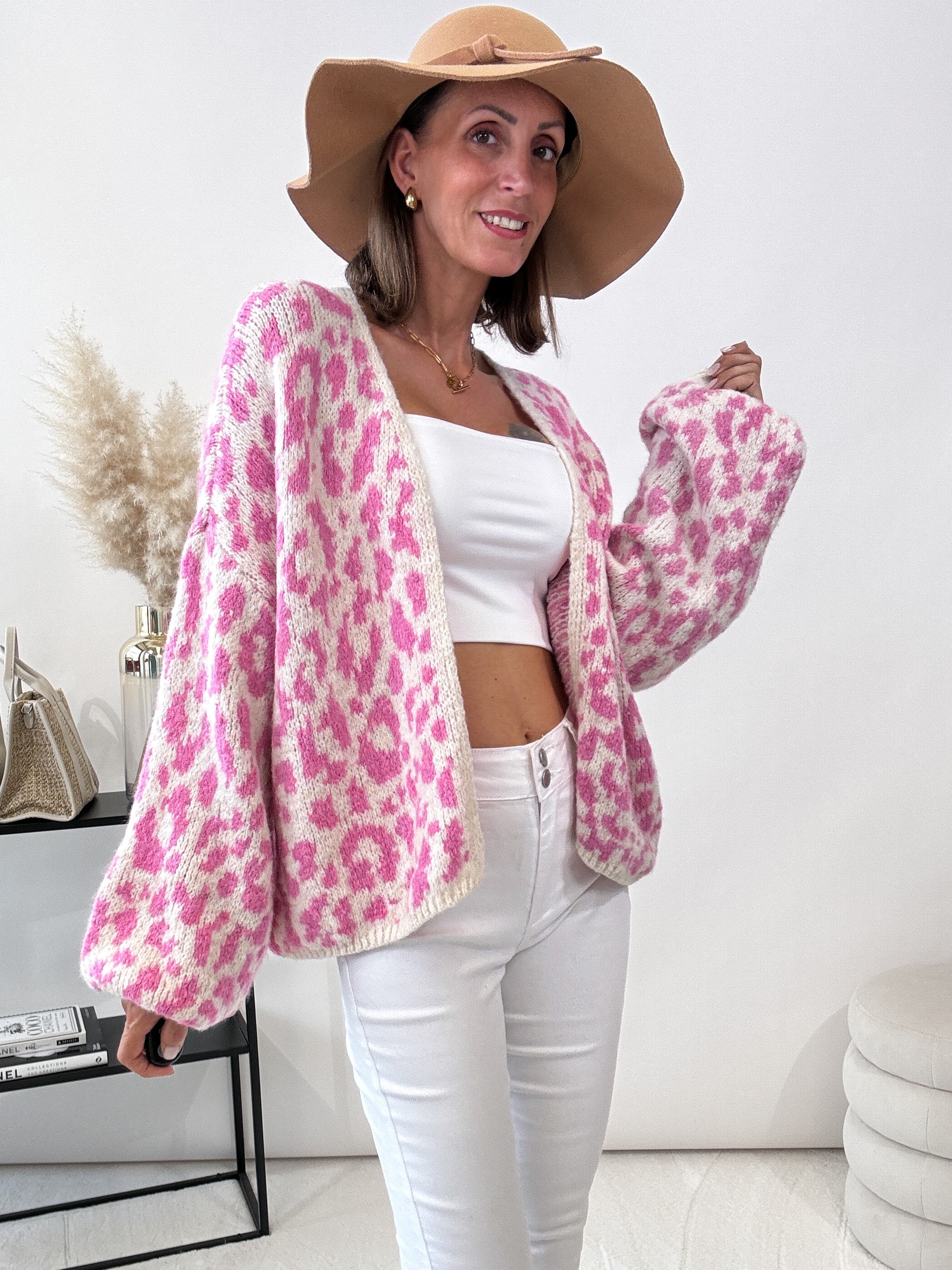 "Milano" kuscheliger Leo Cardigan - rosa