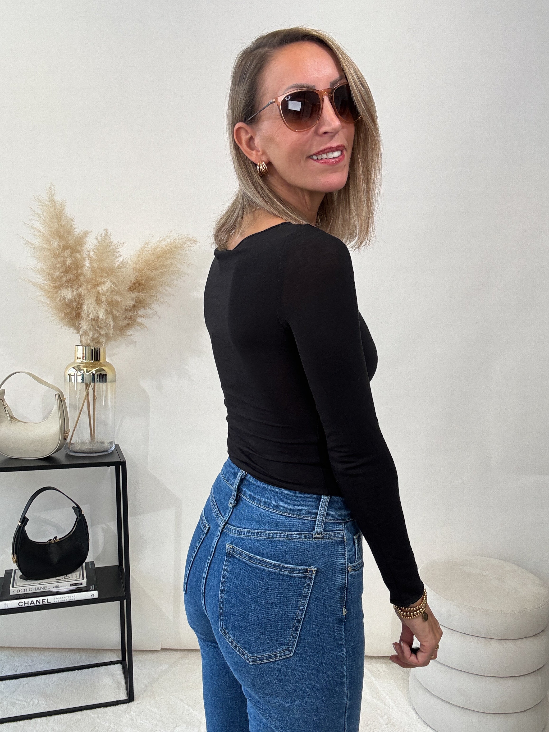 "New Atlanta" weiches Viscose Longshirt - schwarz