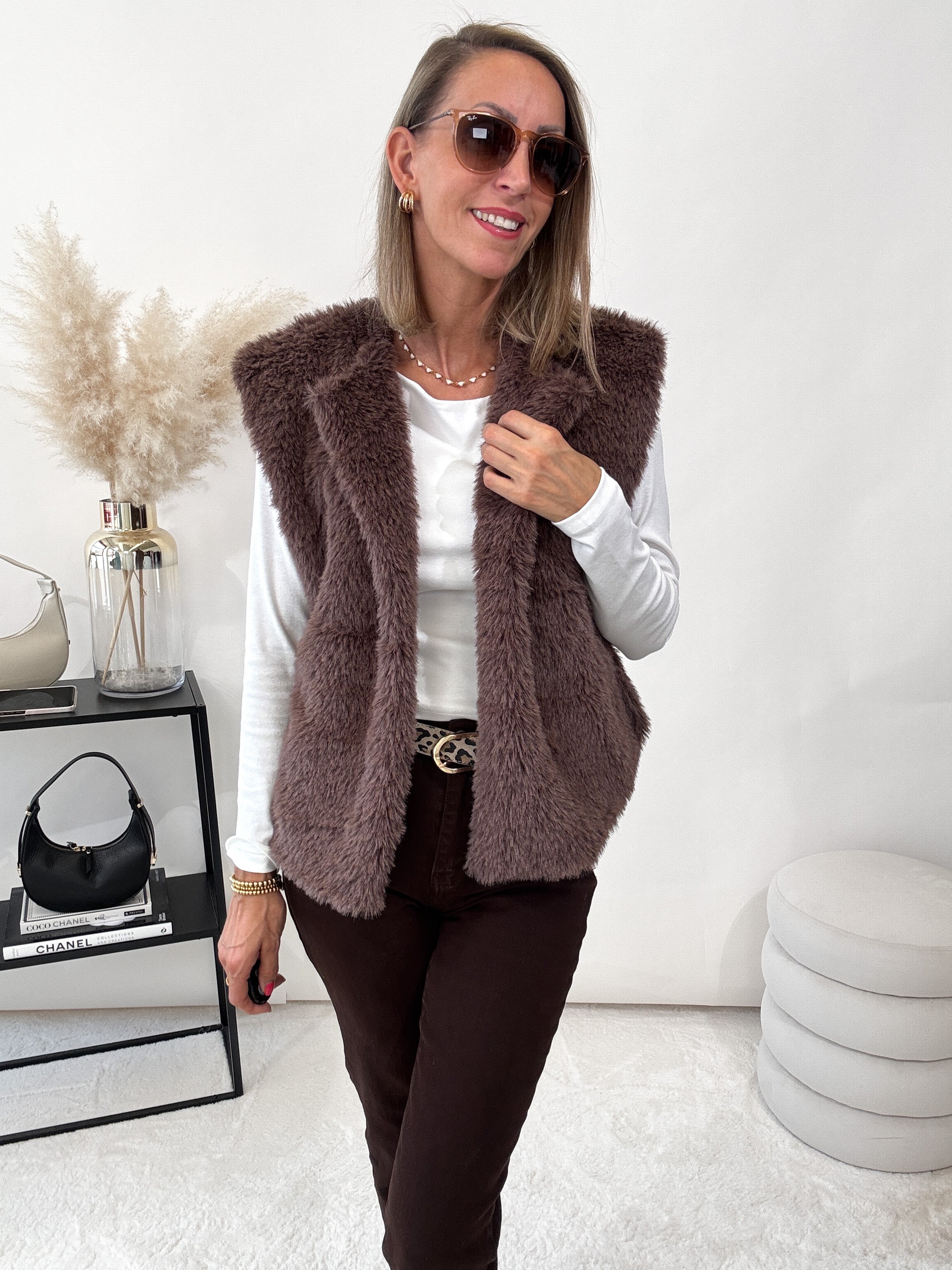 "Teddy Glam Vest" schicke Weste - braun