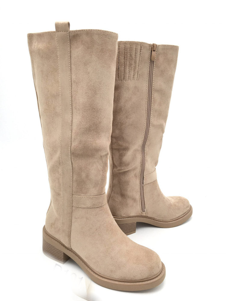 "Suede Line" hoher Stiefel - taupe