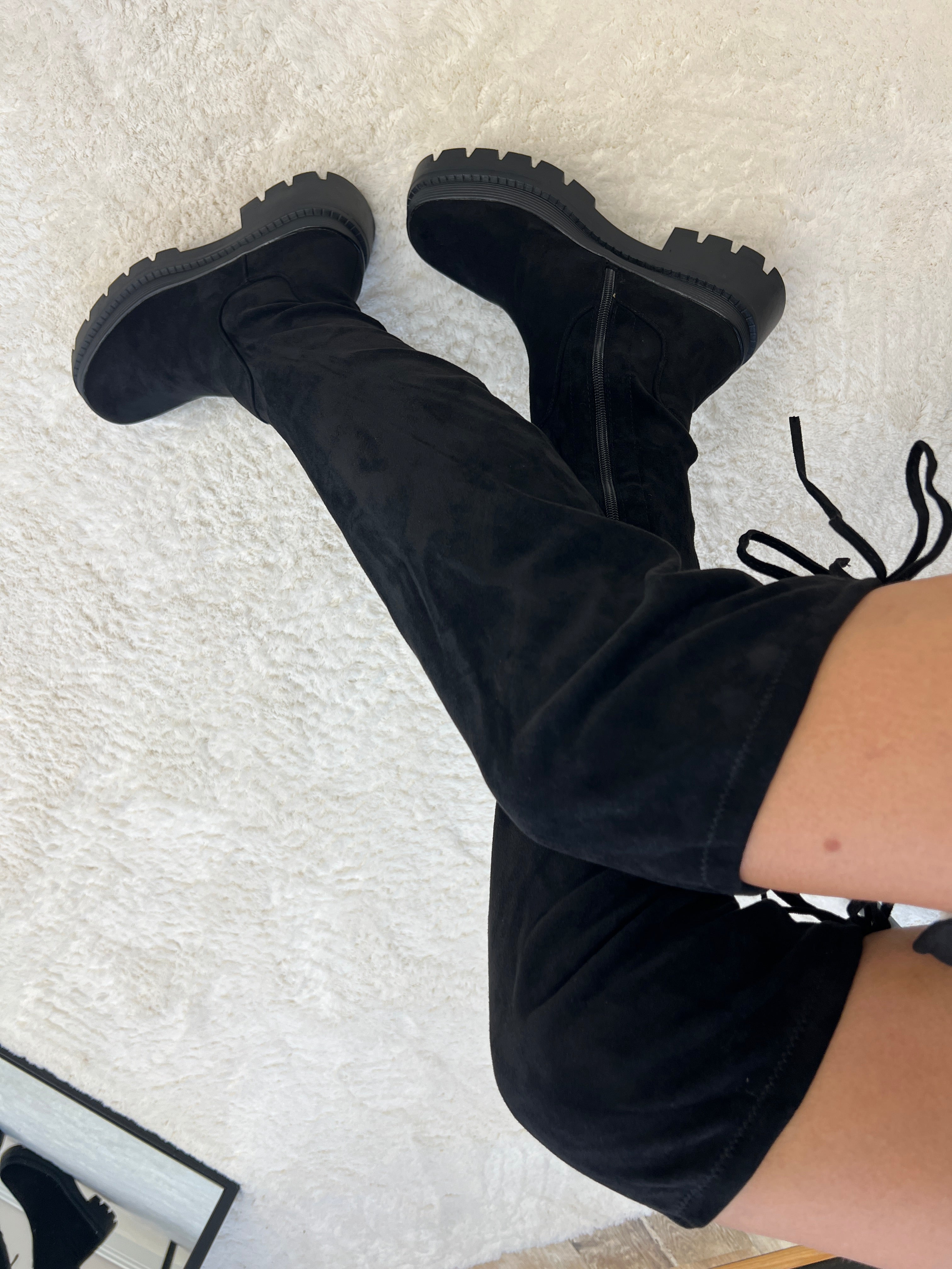 "Lace" Overknees Stiefel - schwarz