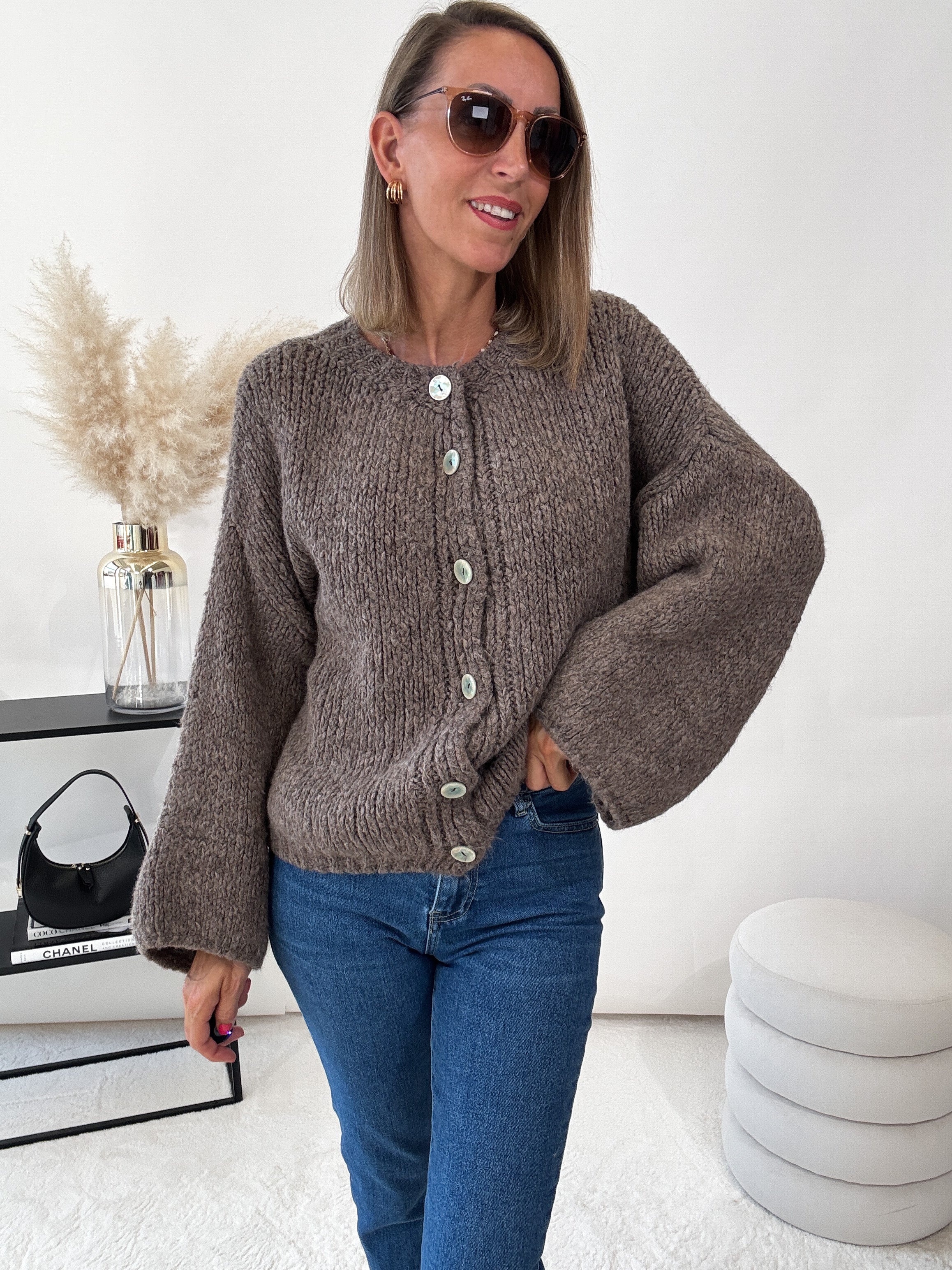 "Sorico" kuscheliger Cardigan - braun