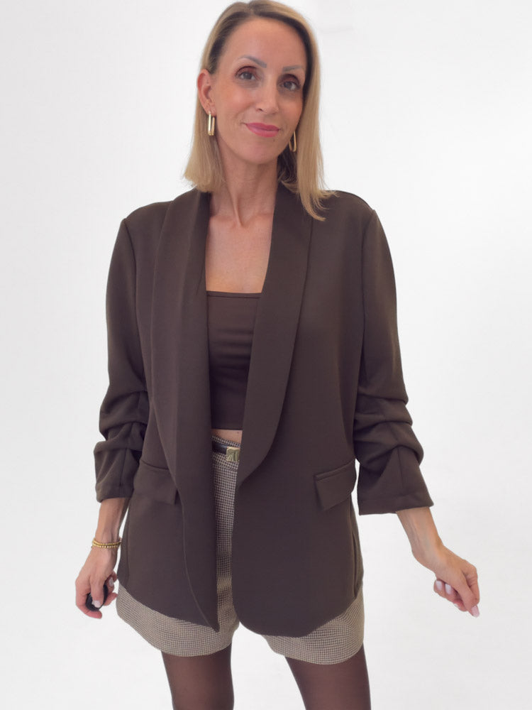 "Aria" toller Blazer aus Butterstoff - chocobraun