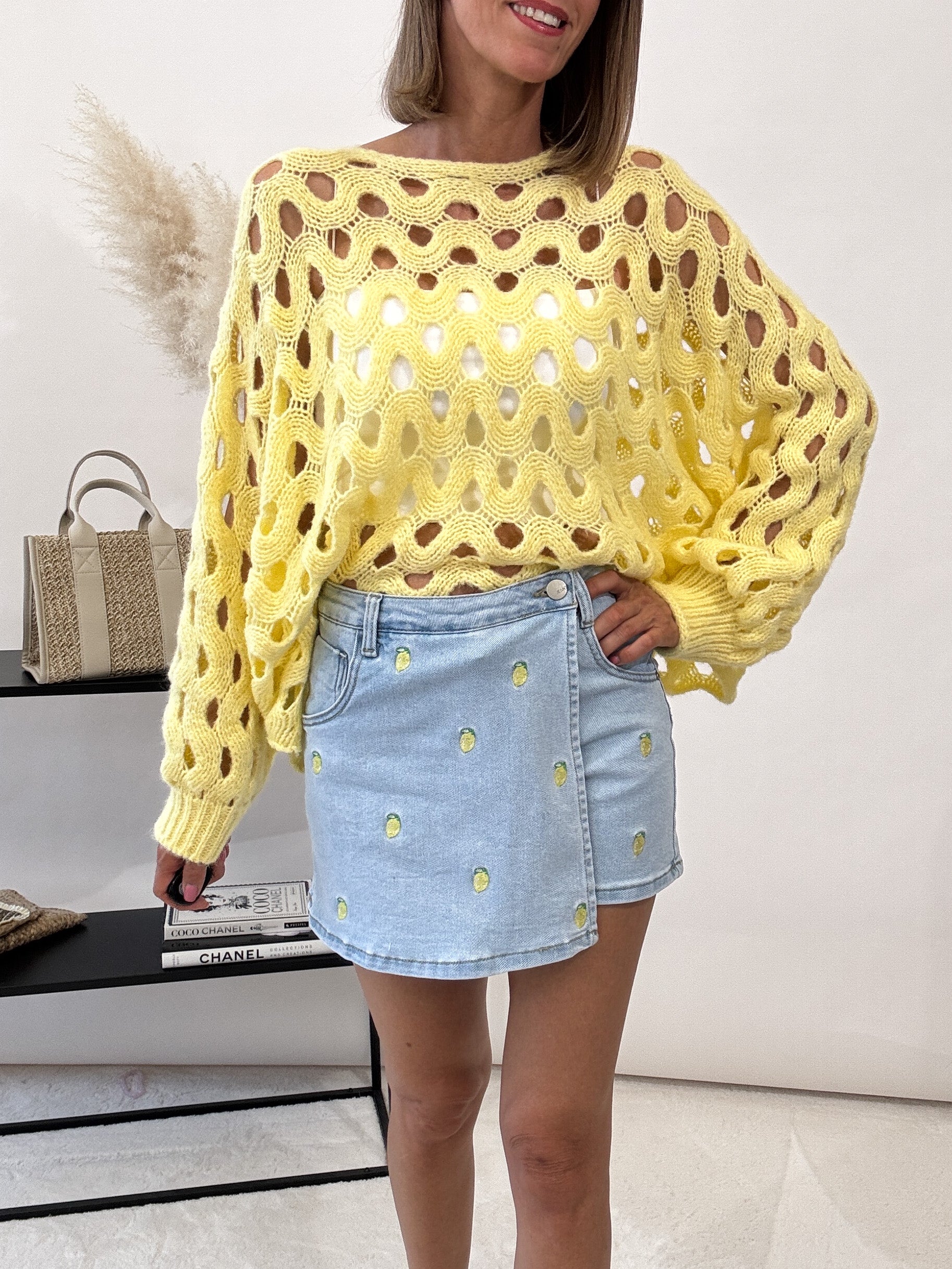 "Lemon" Jeans Skort - light blue
