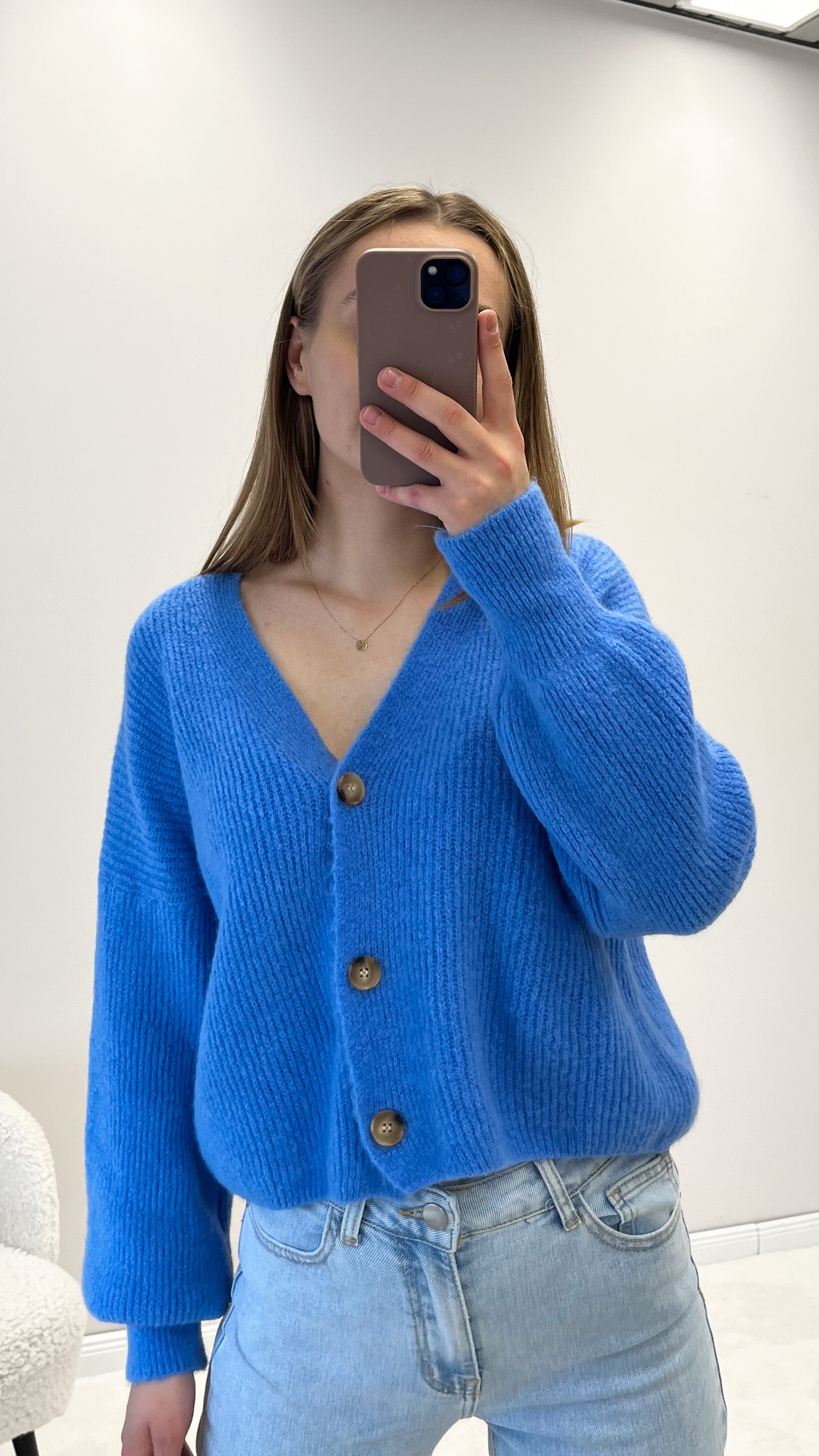 "New York" kuscheliger Cardigan - blau