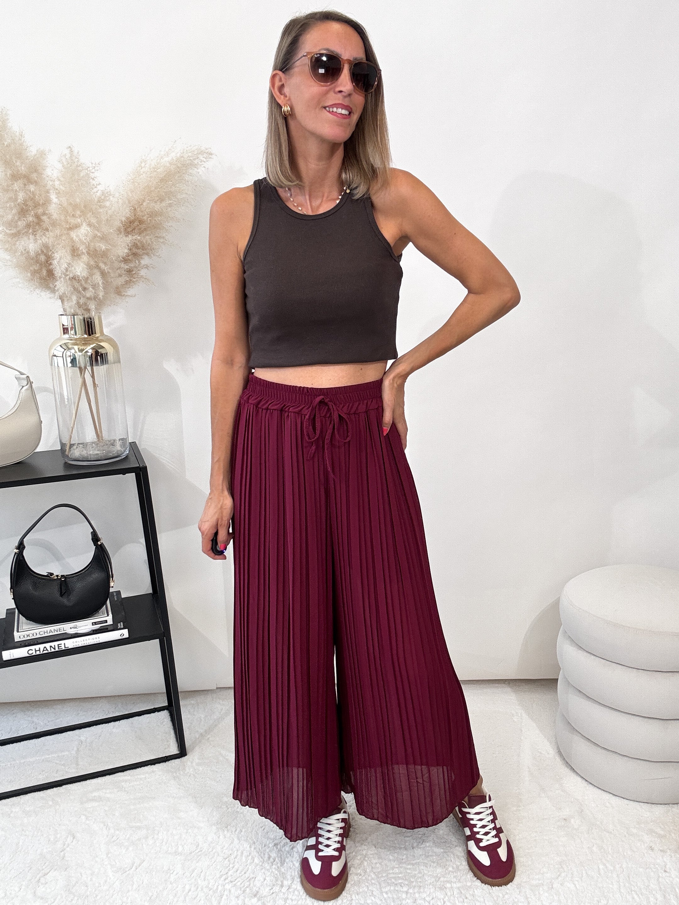 Culotte Plissee Hose - bordeaux