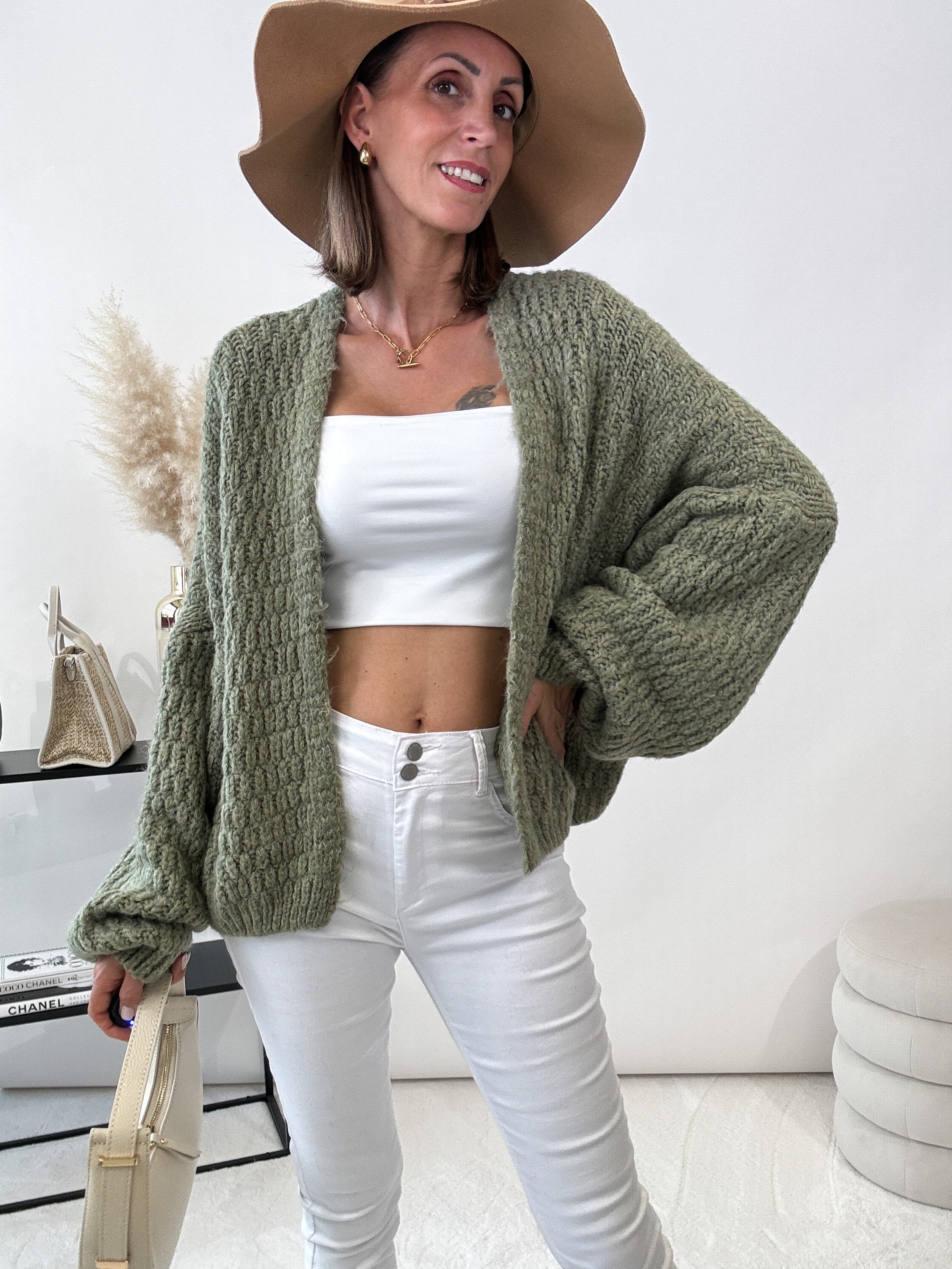 "Como" kuscheliger Cardigan - matcha