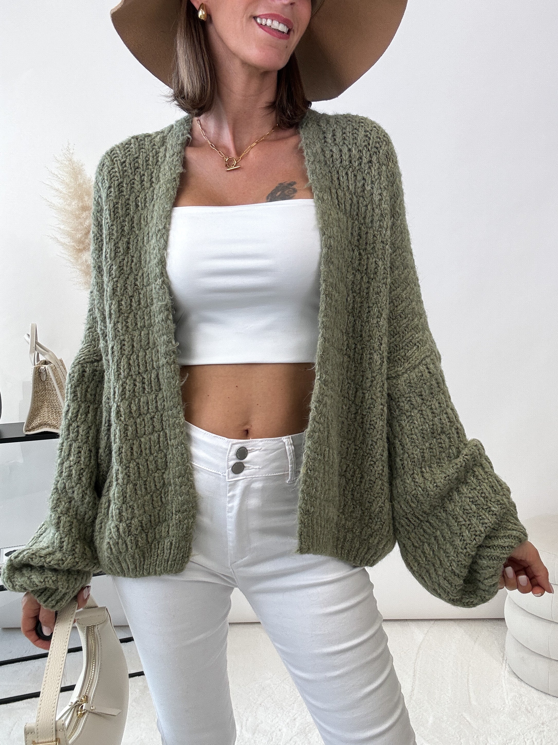 "Como" kuscheliger Cardigan - matcha