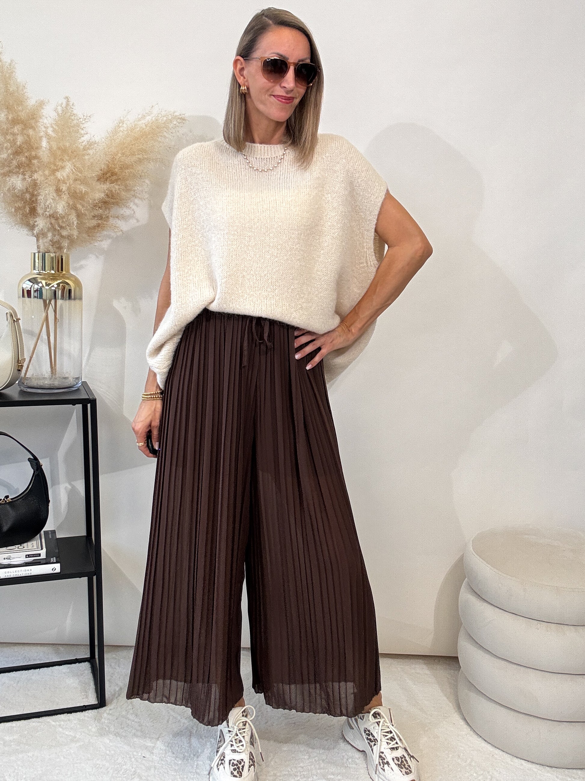 Culotte Plissee Hose - braun