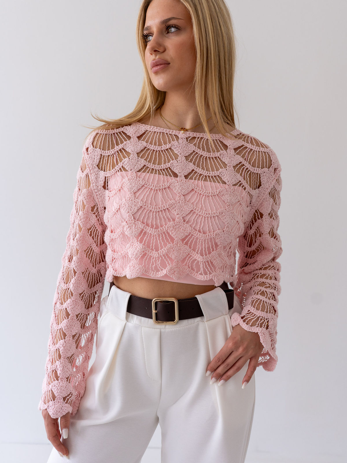 "Conchiglia" süßes Crochet Top - rosa