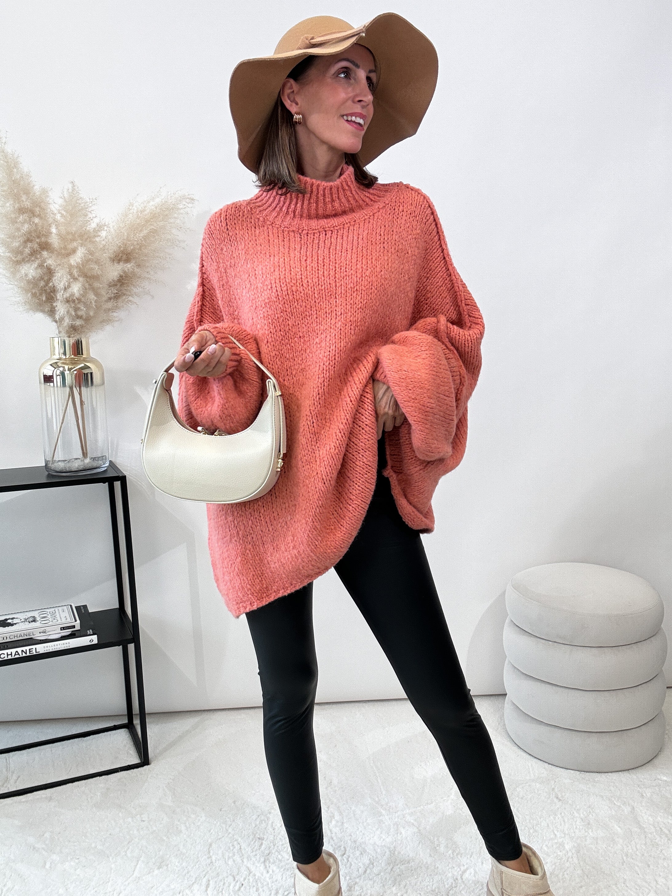 "Cozy Midi" kuscheliger Oversize Pulli - dk. peach