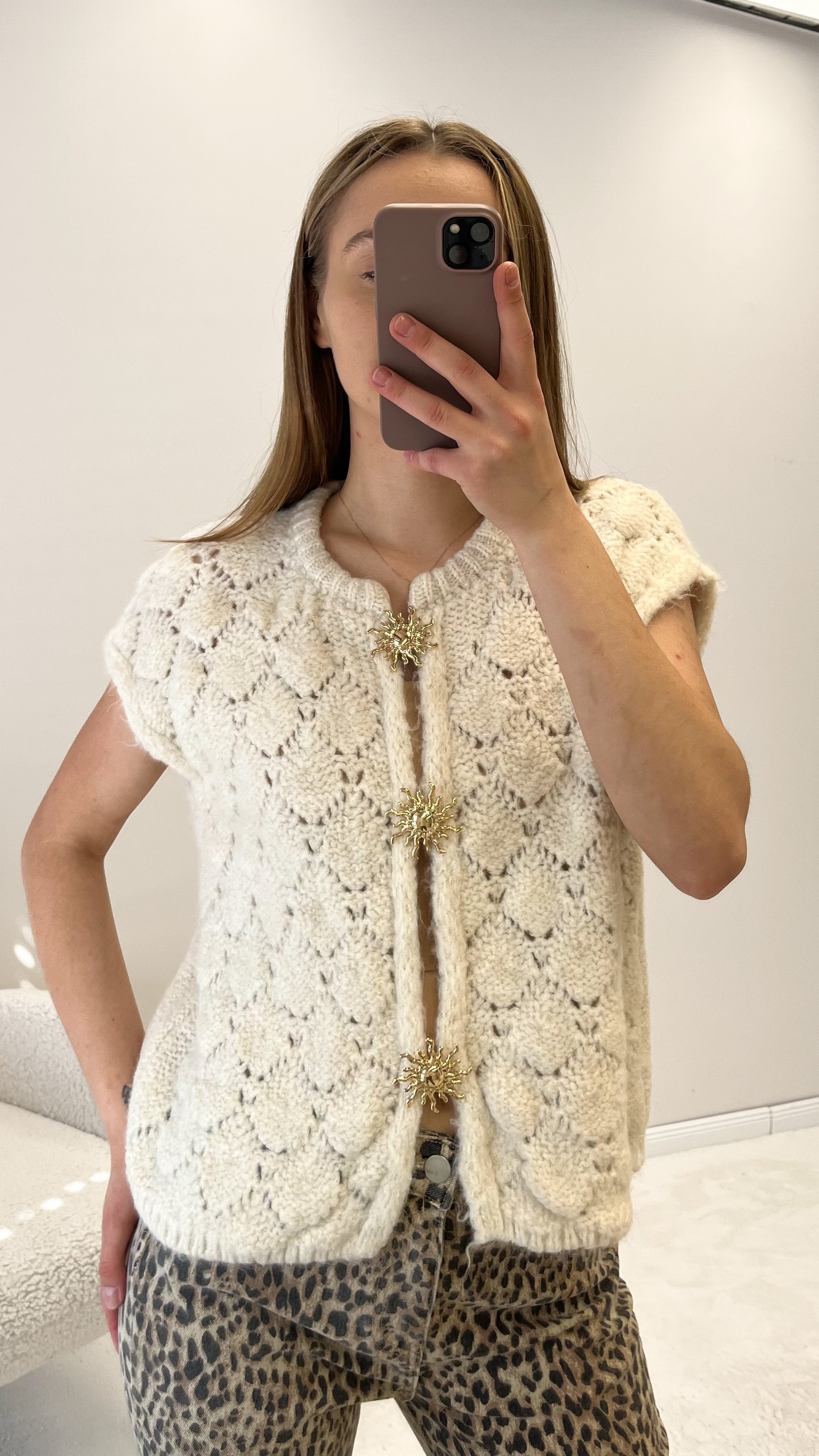 "Stella Vest" kuschelige Cardigan-Weste - beige
