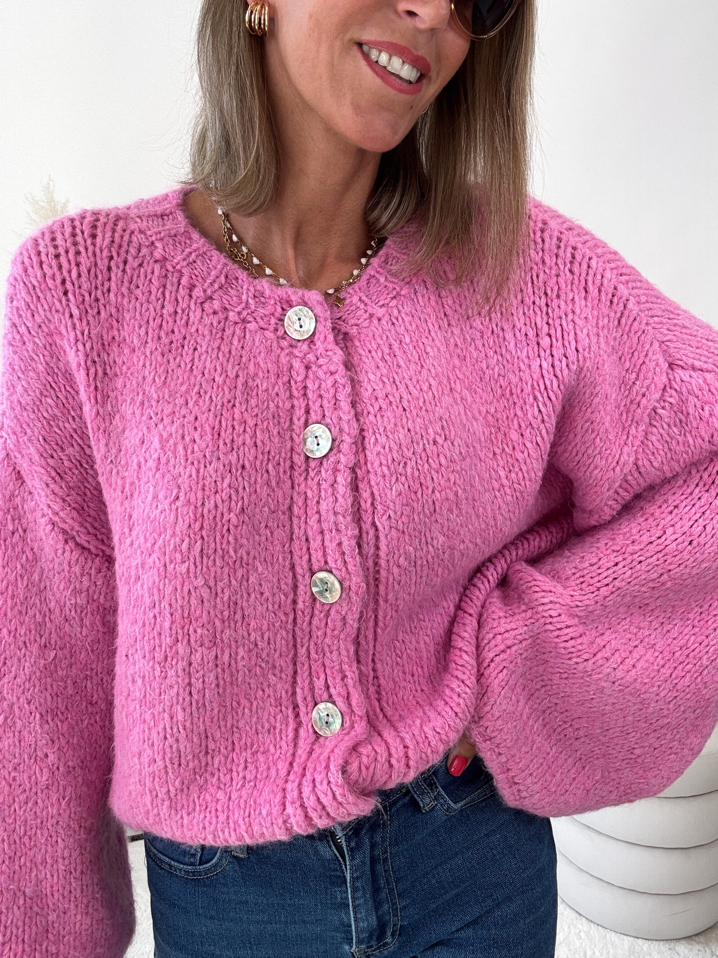 "Sorico" kuscheliger Cardigan - pink