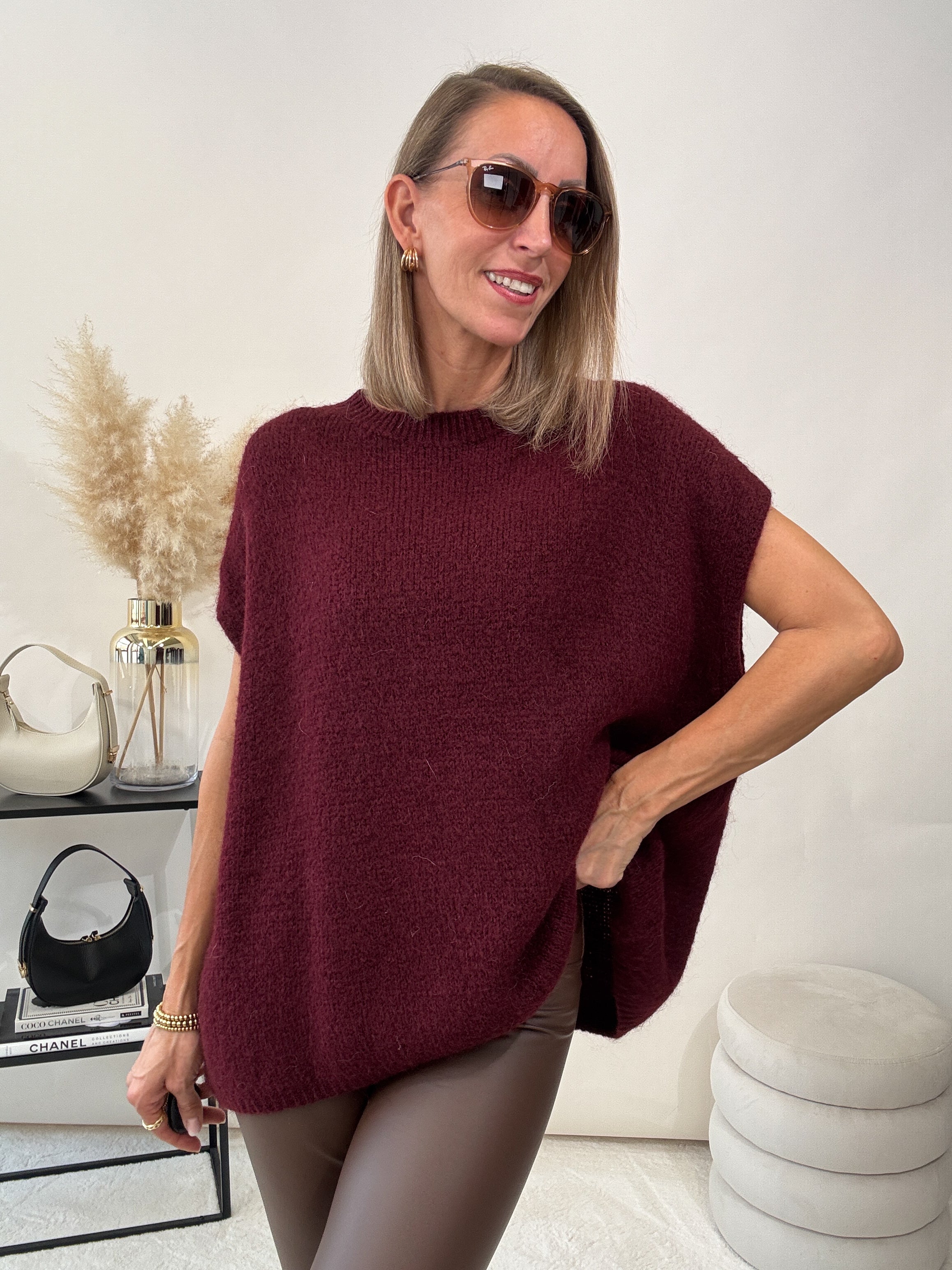 "New Florida Vest" kuscheliger Cardigan - bordeaux