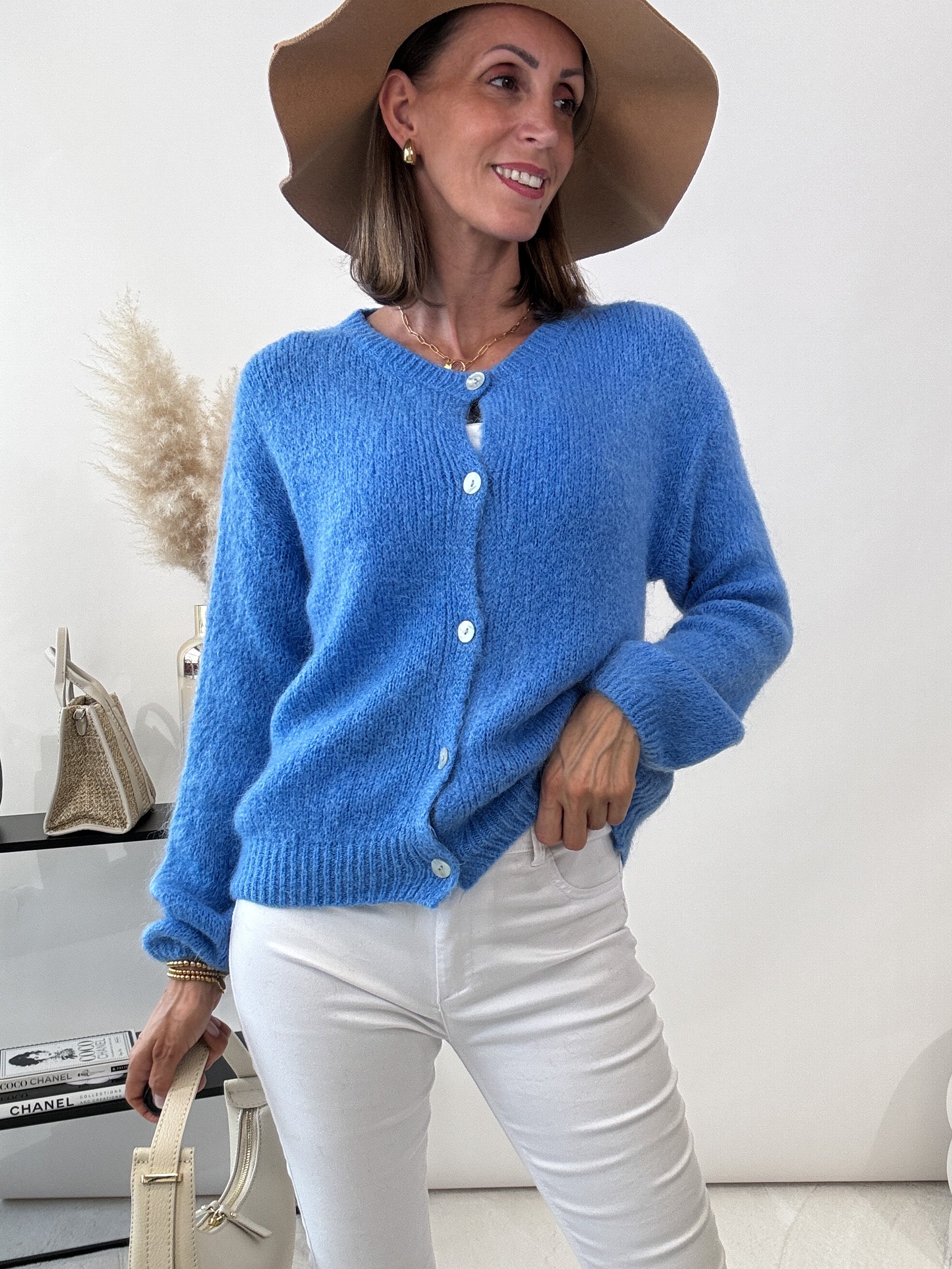 "Florida" kuscheliger Cardigan - blau