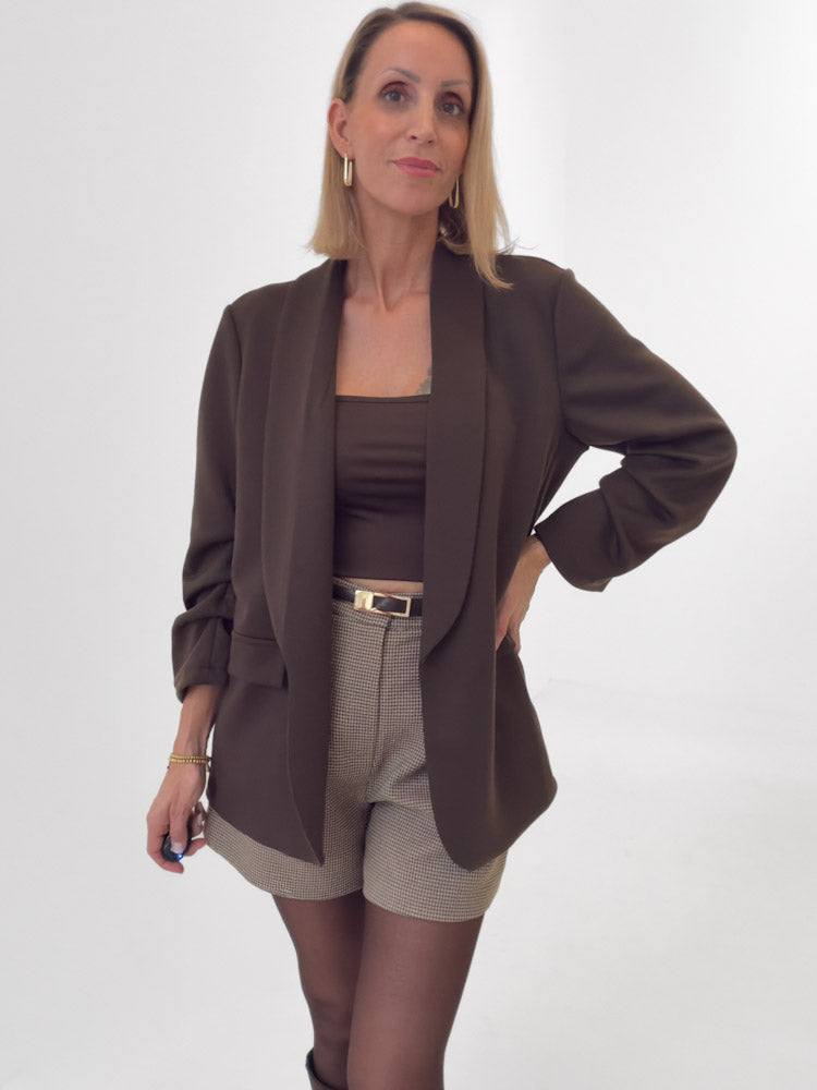 "Aria" toller Blazer aus Butterstoff - chocobraun