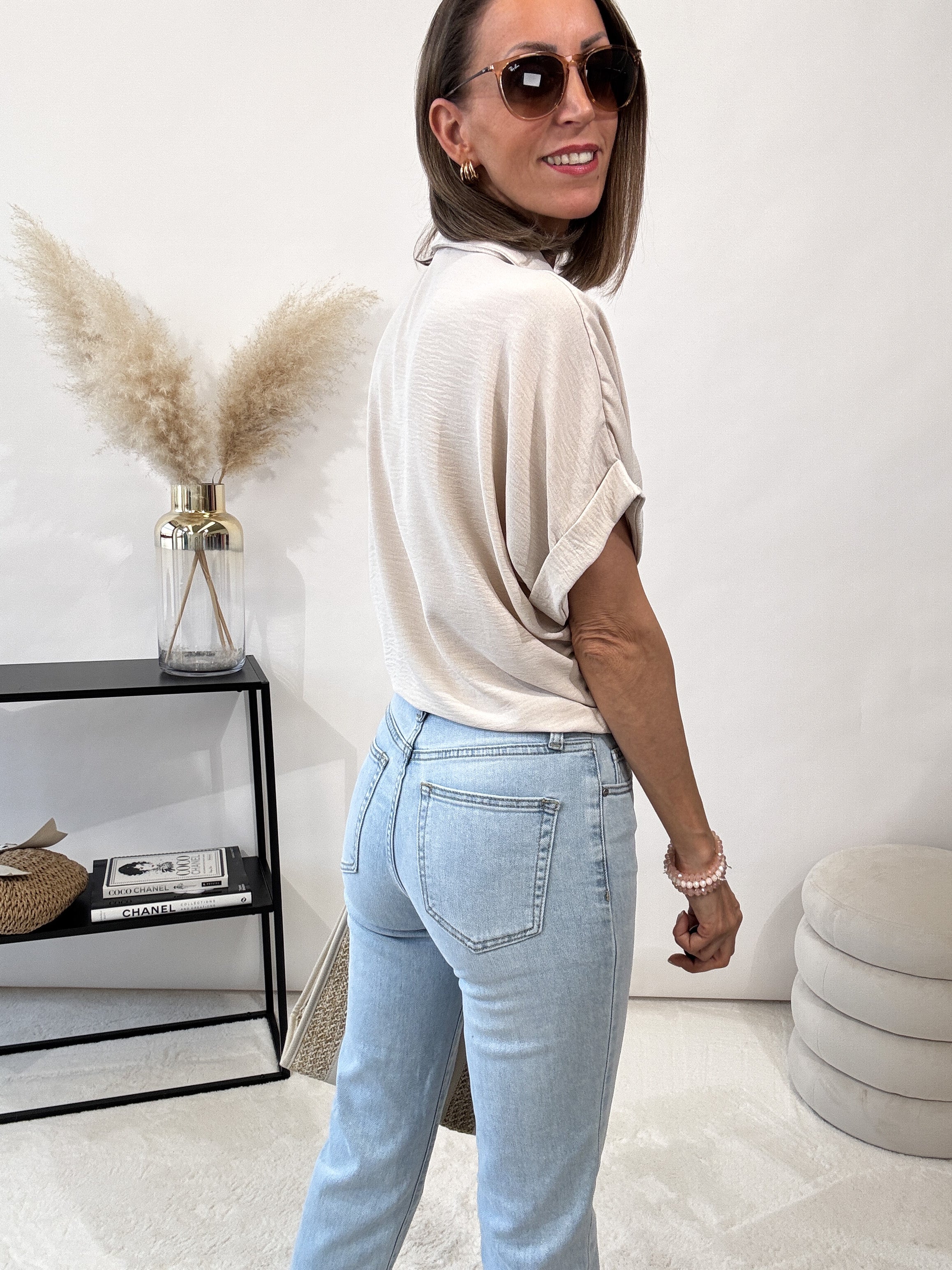 "Sunshine" kurze Bluse - beige