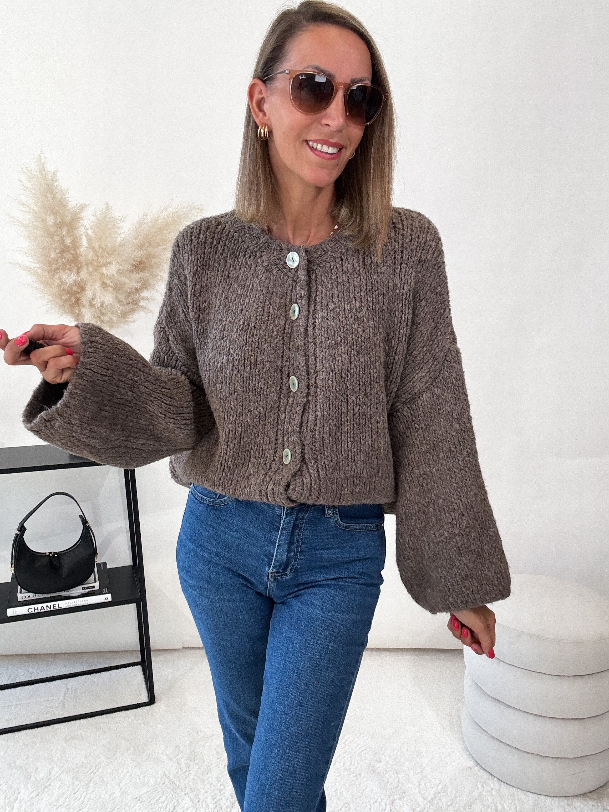 "Sorico" kuscheliger Cardigan - braun