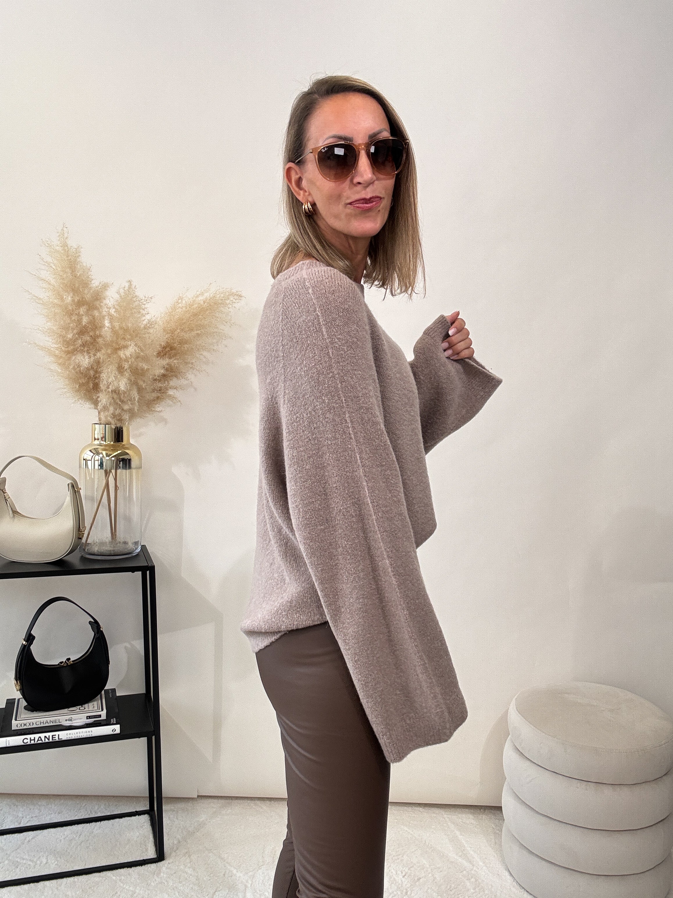 "Lana" kuscheliger Baby Alpaka Pullover - mocca