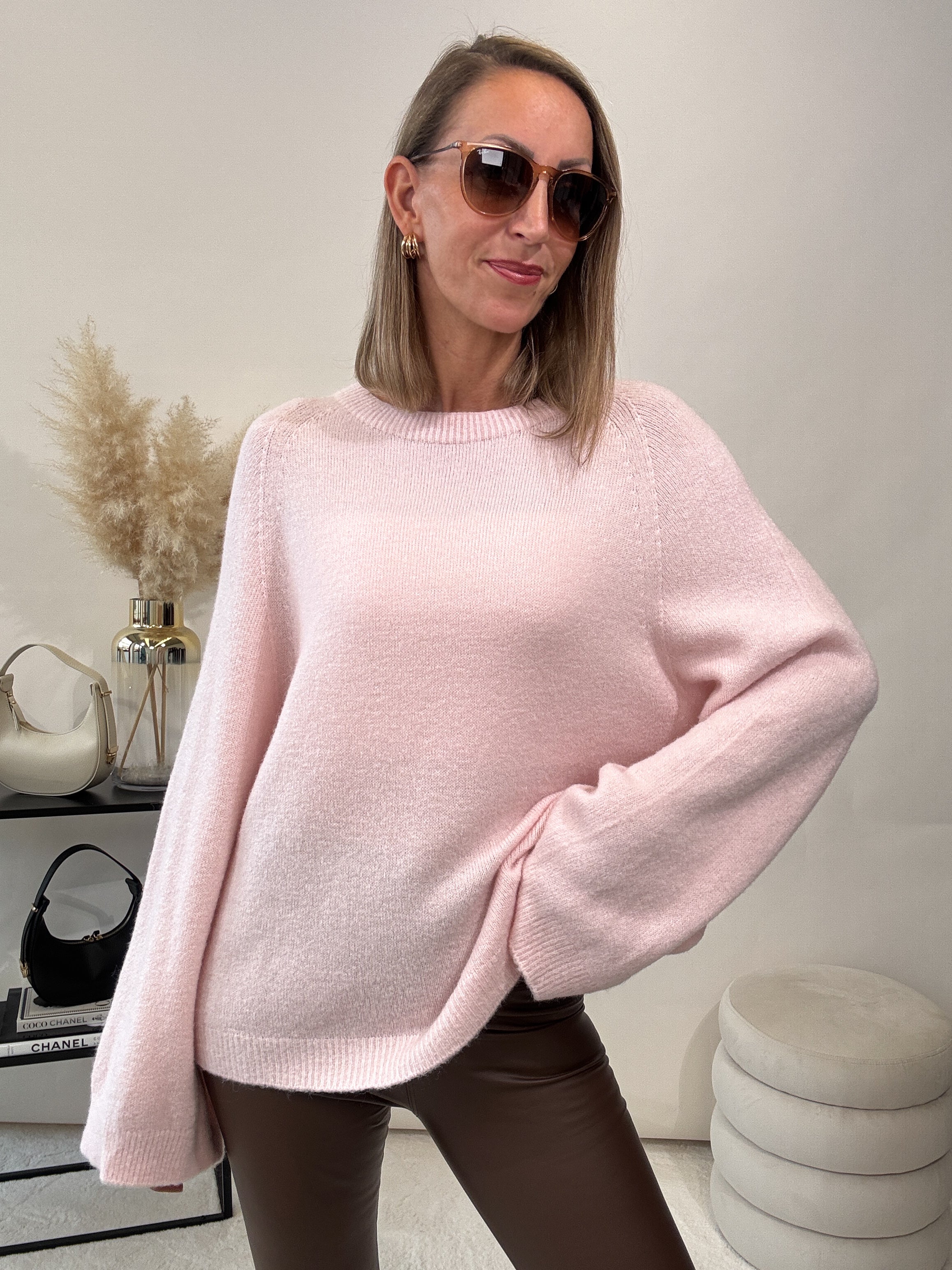 "Lana" kuscheliger Baby Alpaka Pullover - puderrosa