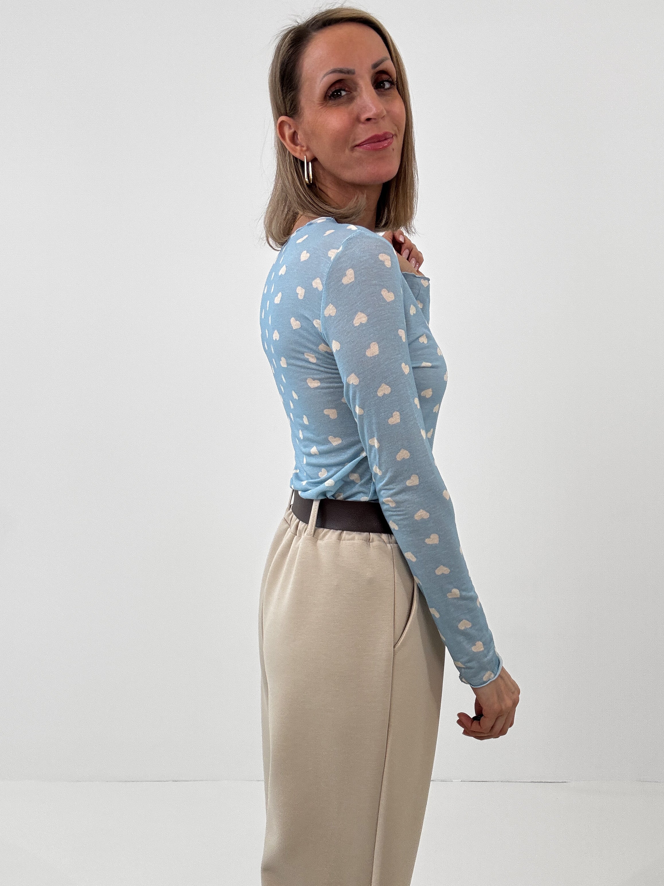 "Como Herz" kuscheliges Cashmere Longshirt - hellblau