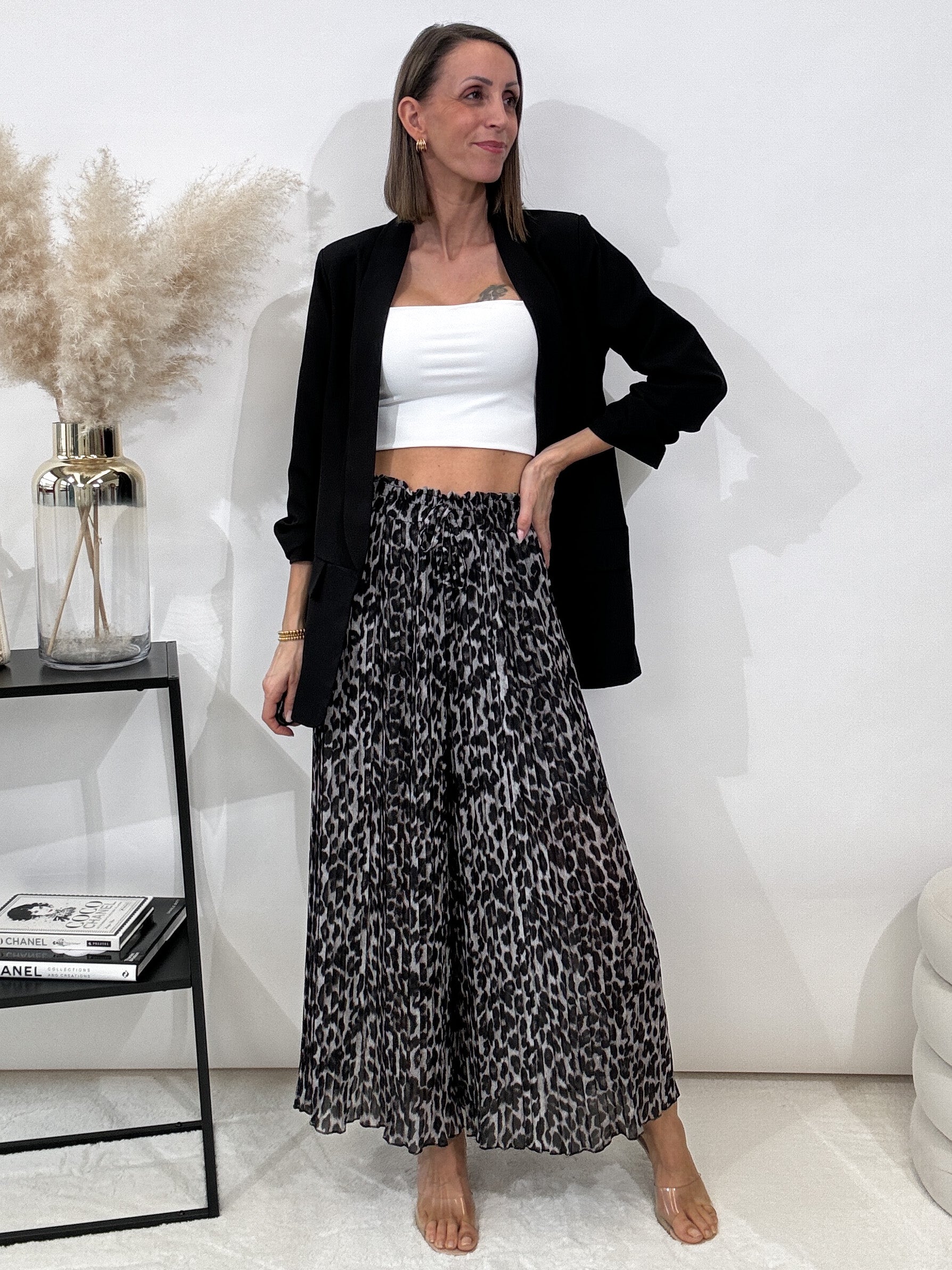 Leo Culotte Plisseehose - grau