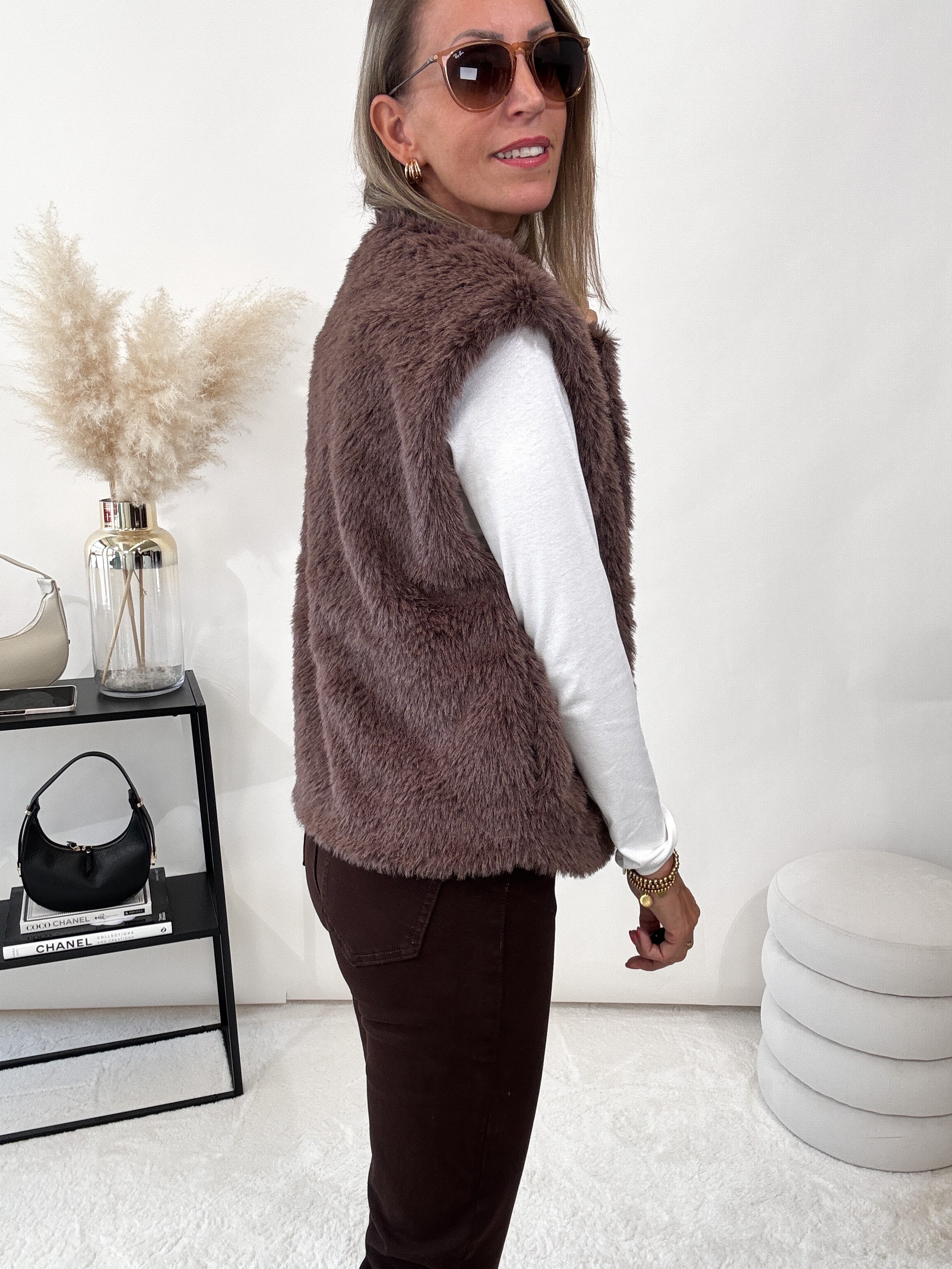 "Teddy Glam Vest" schicke Weste - braun