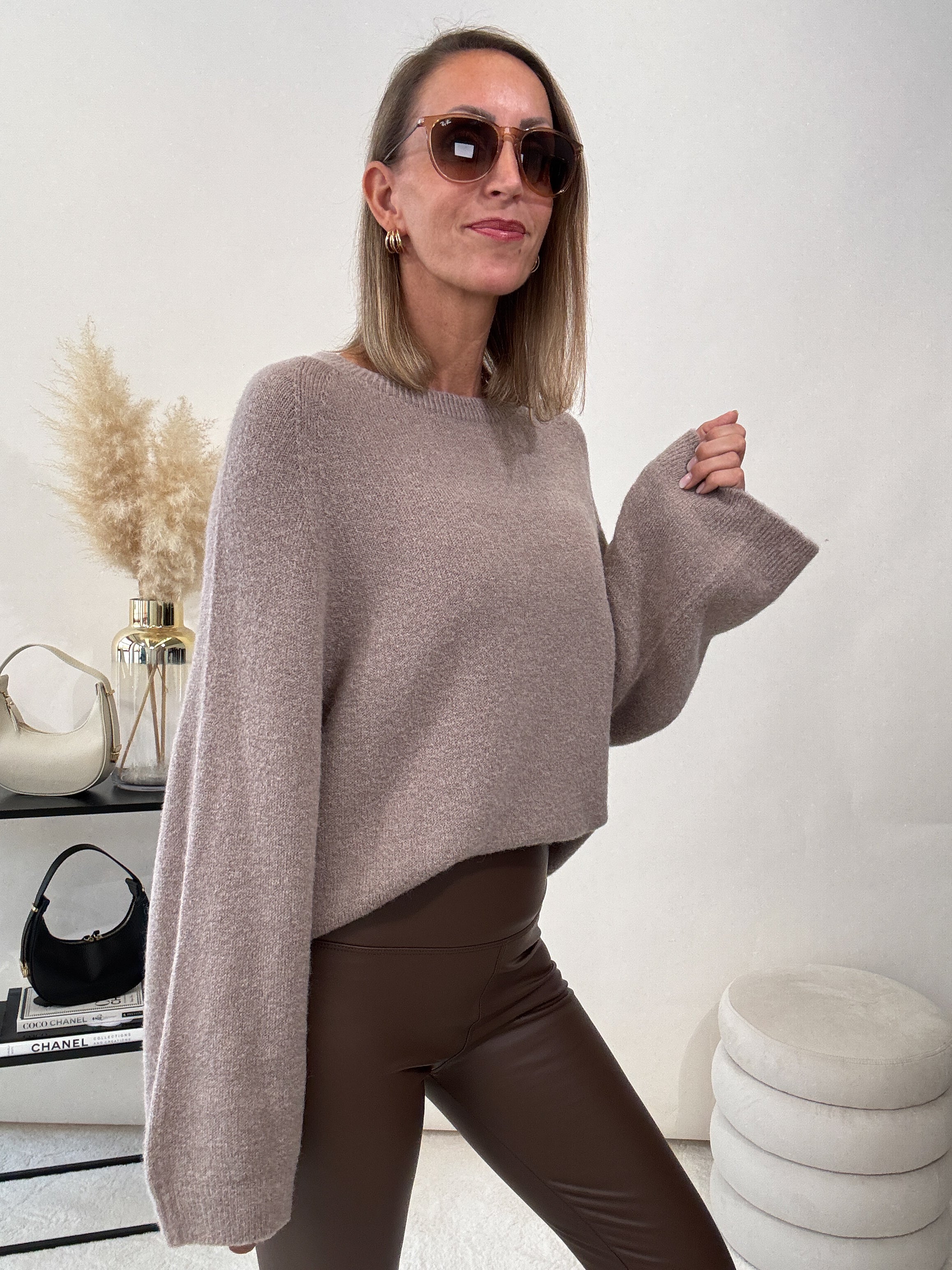 "Lana" kuscheliger Baby Alpaka Pullover - mocca