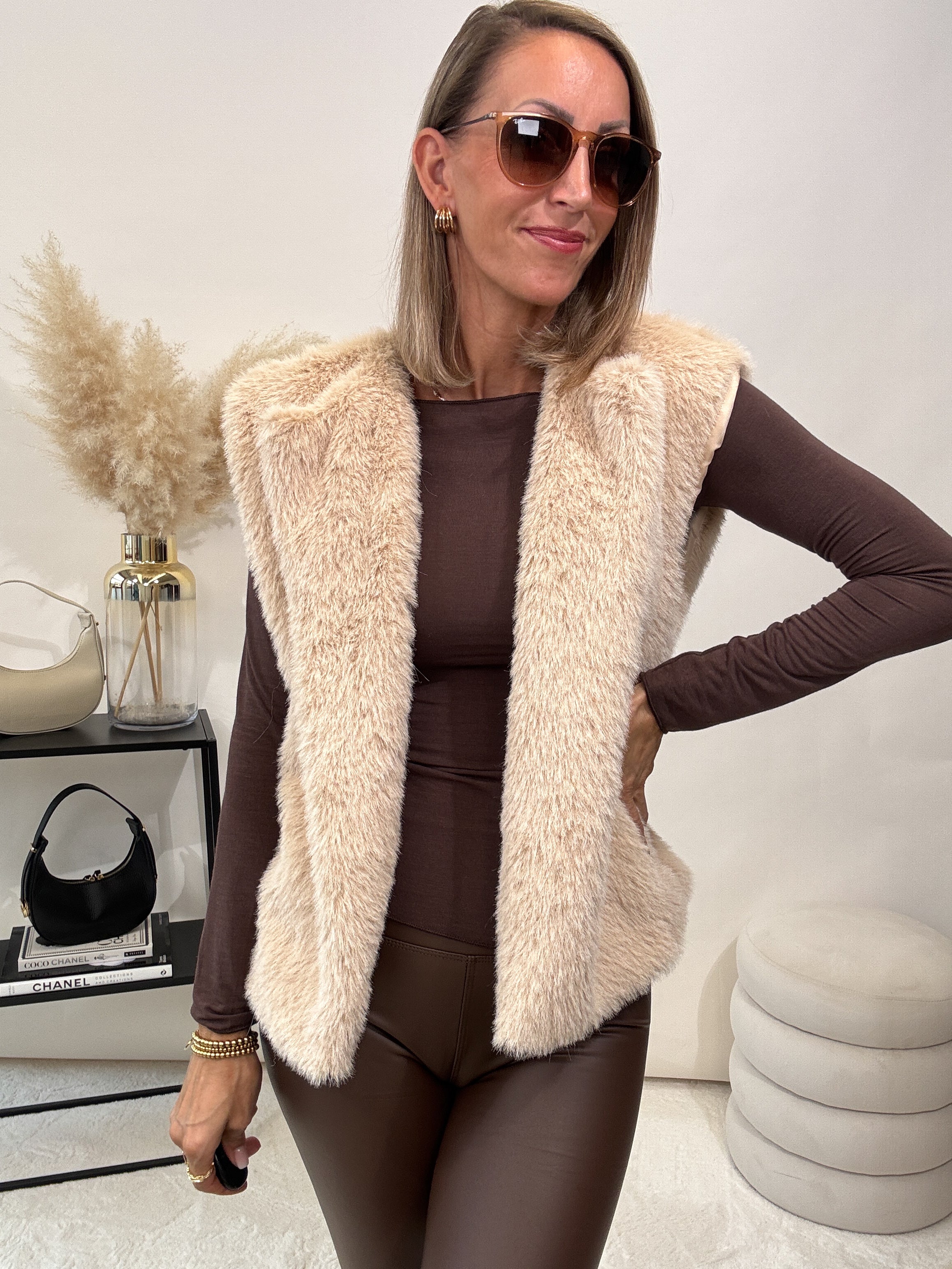 "Teddy Glam Vest" schicke Weste - beige