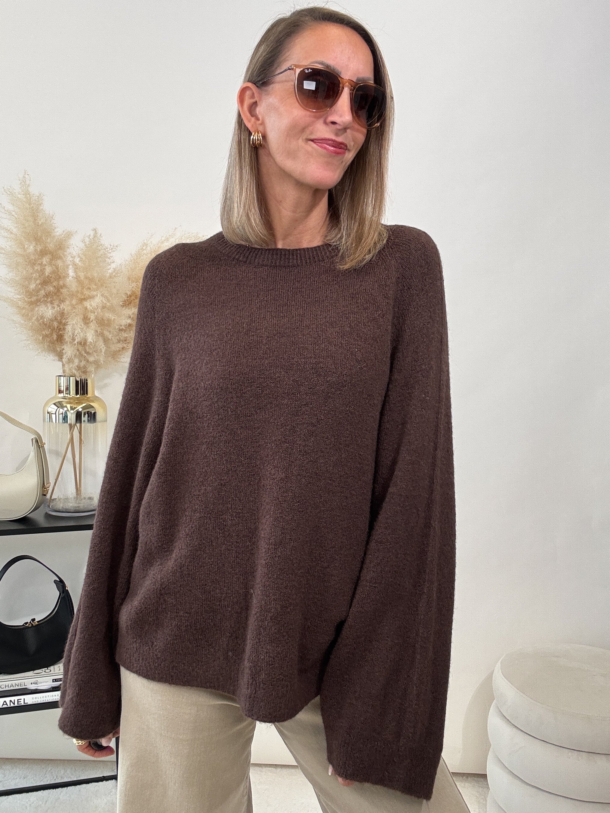 „Lana" kuscheliger Baby Alpaka Pullover - braun