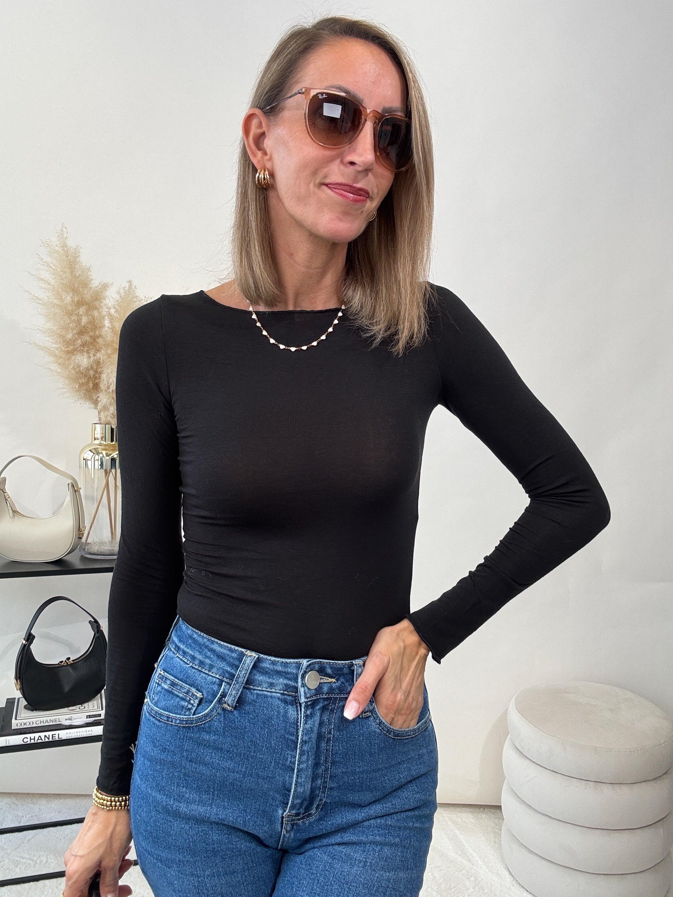 "New Atlanta" weiches Viscose Longshirt - schwarz