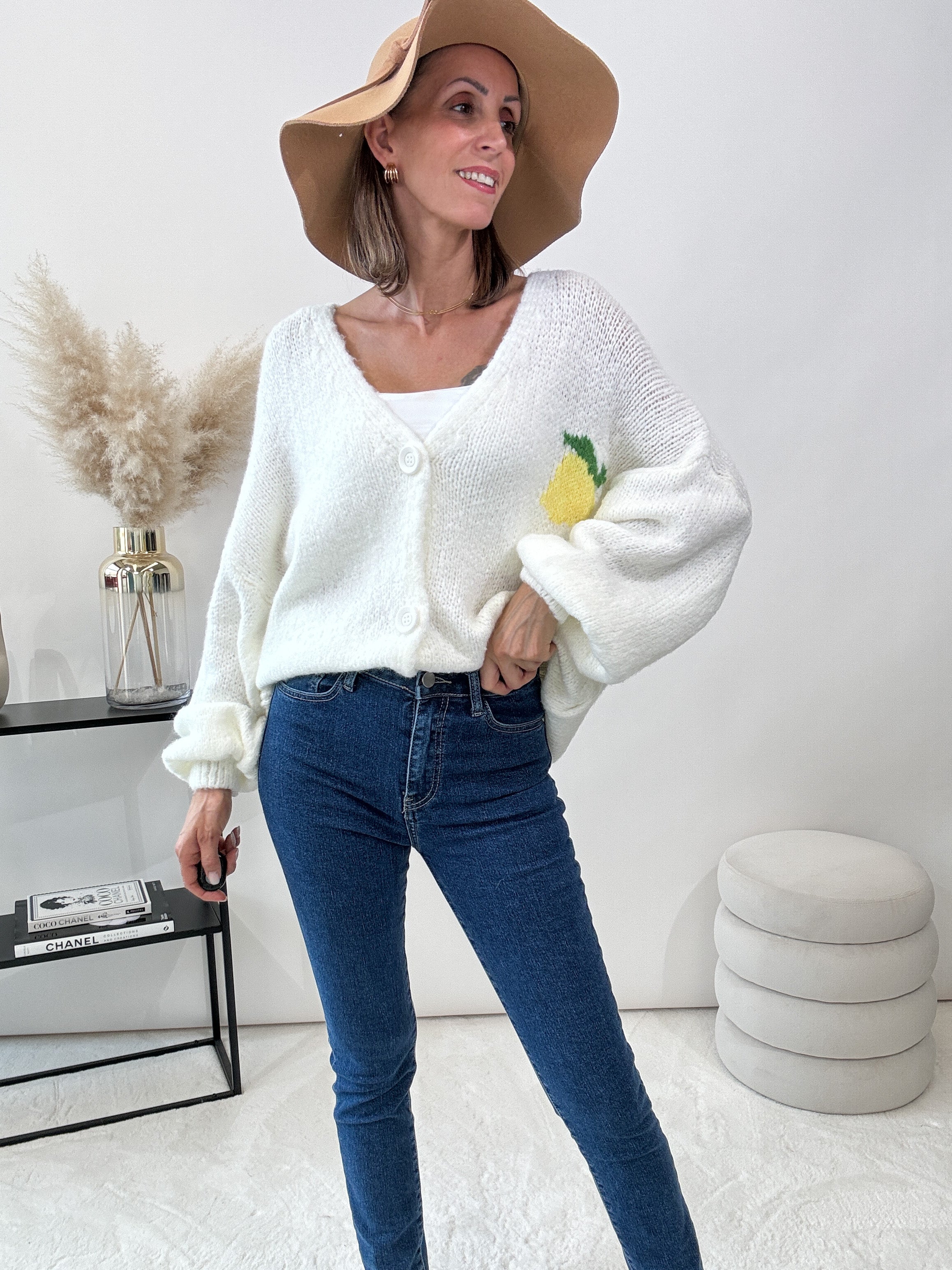 "Limon Cello" kuscheliger Cardigan - wollweiss