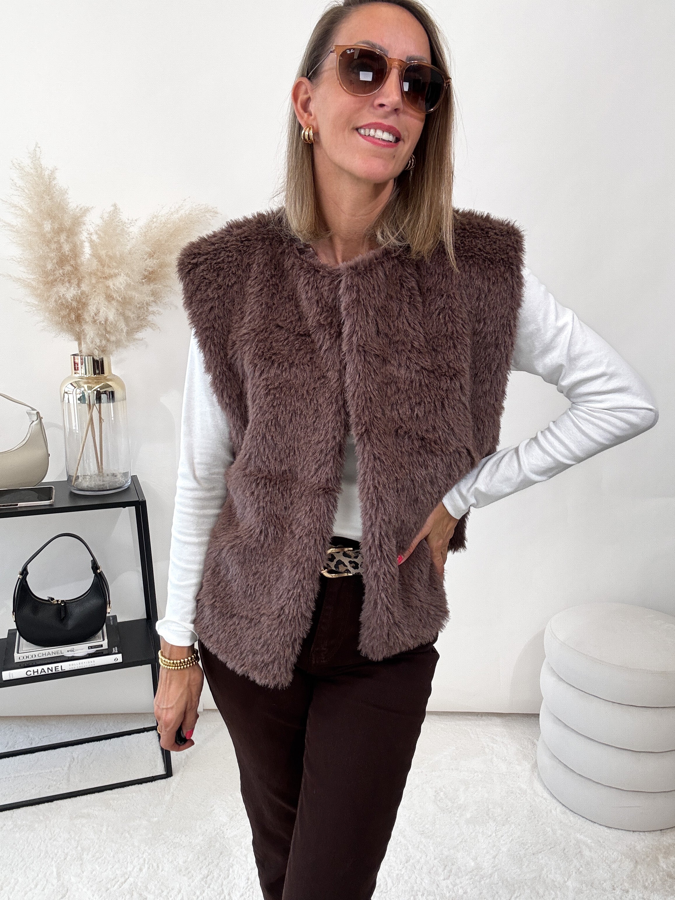 "Teddy Glam Vest" schicke Weste - braun