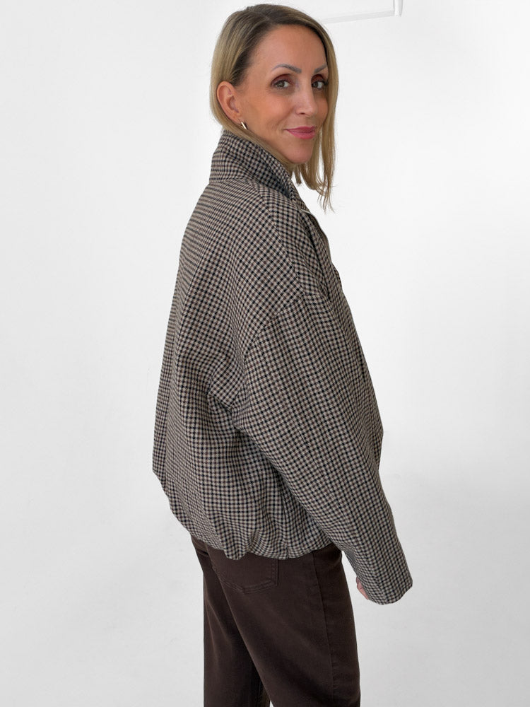 "Marena" Bomber-Style Jacke aus Baumwolle - braun
