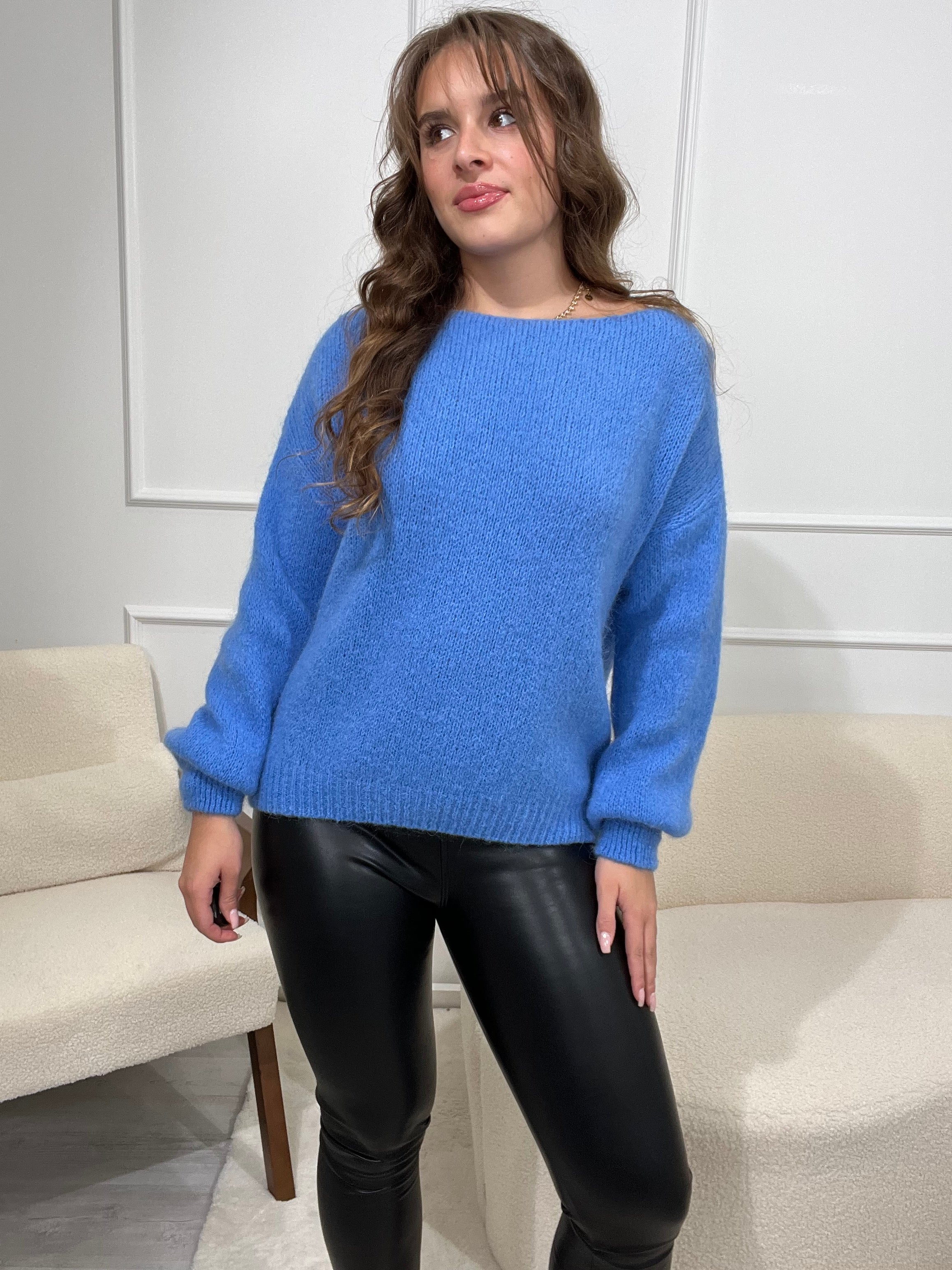 "Silenzio" weicher Pullover mit Lanawolle - blau