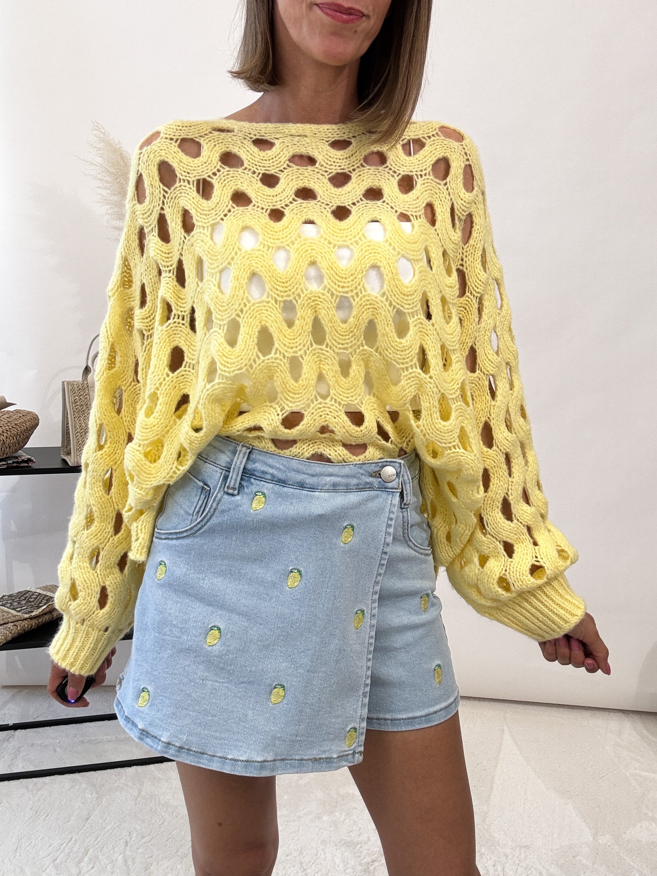 "Lemon" Jeans Skort - light blue