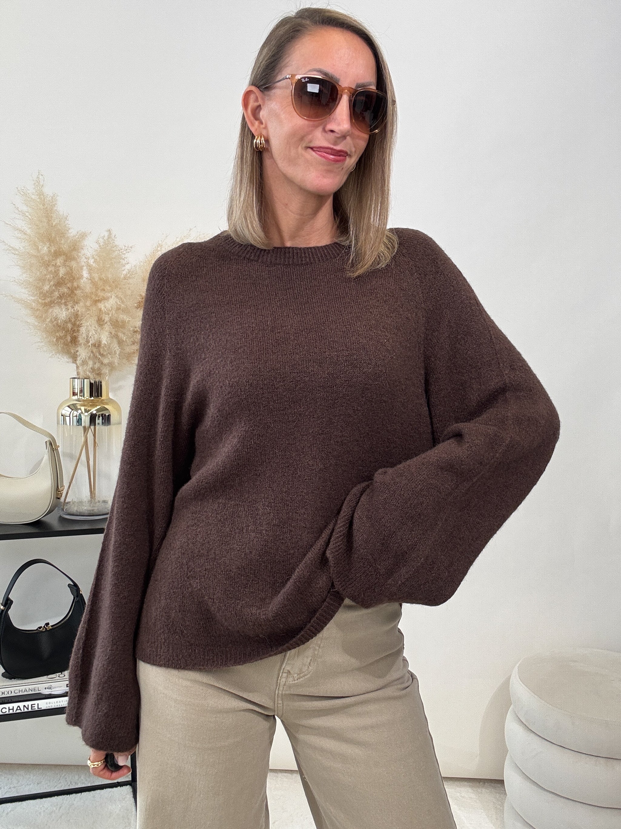 „Lana" kuscheliger Baby Alpaka Pullover - braun