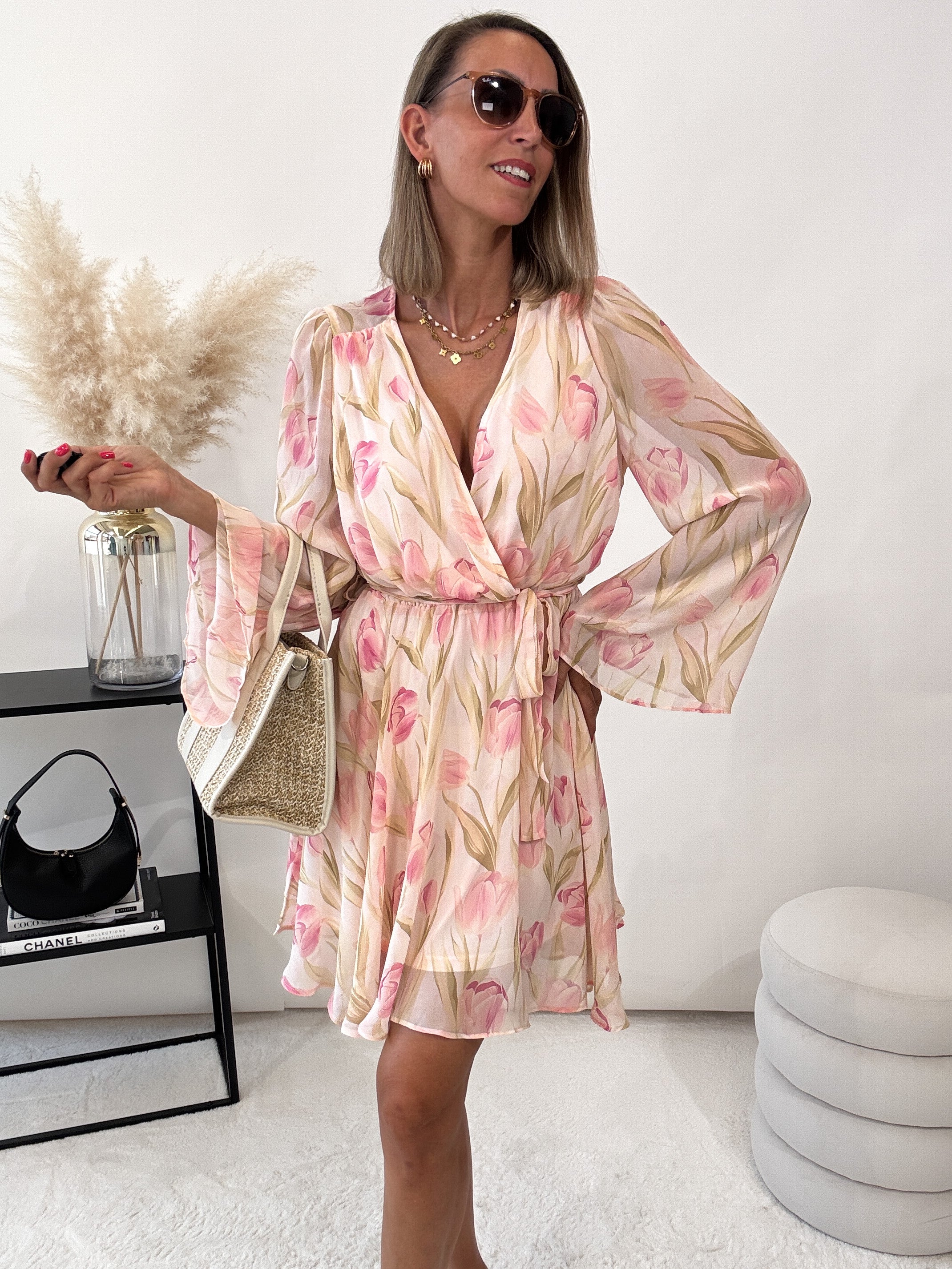 "Tulipano" süßes Sommerkleid - beige/rosa