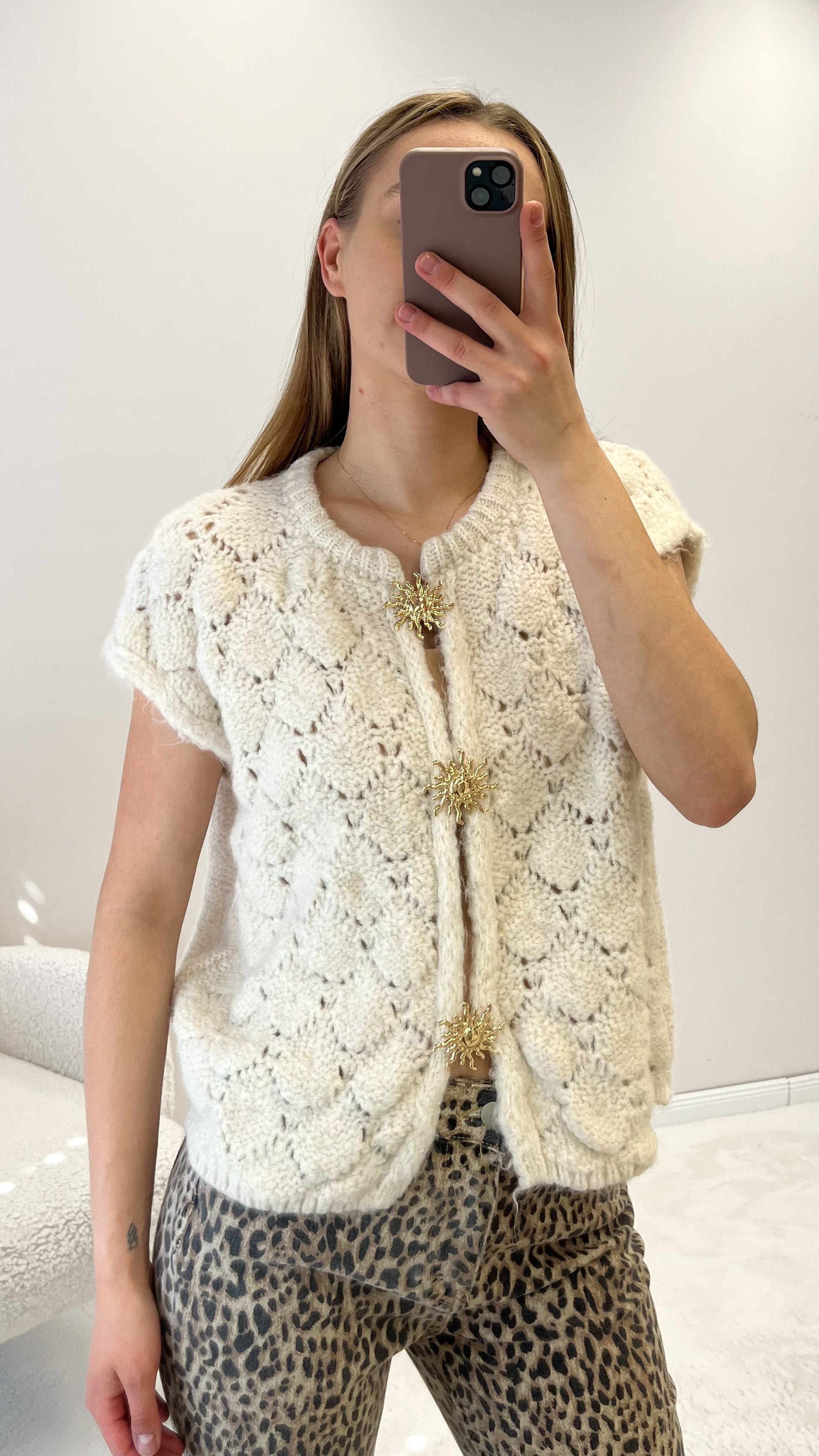 "Stella Vest" kuschelige Cardigan-Weste - beige